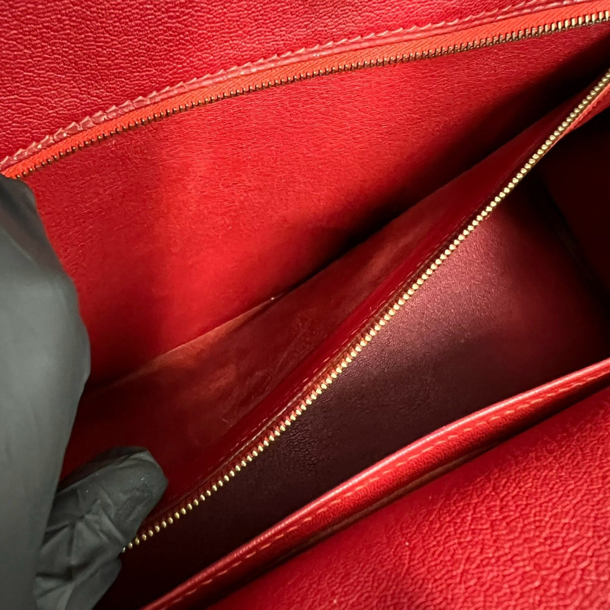 Hermes Red Color Box Calf Leather Handbag (Pre-Owned)