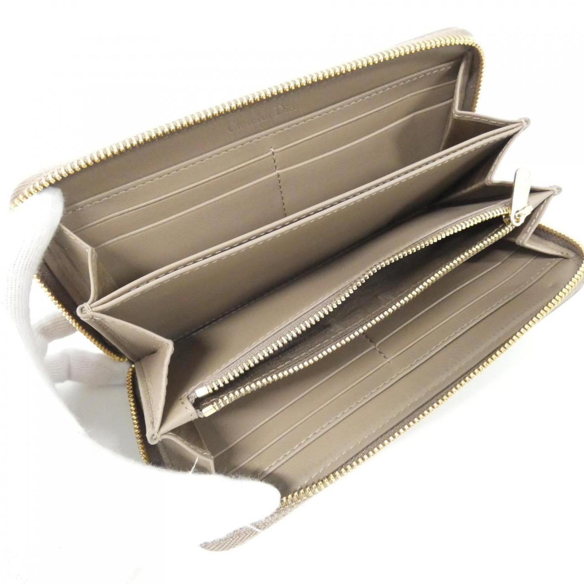 Christian Dior Brown Leather Long Wallet (Bi-Fold) (Pre-Owned)