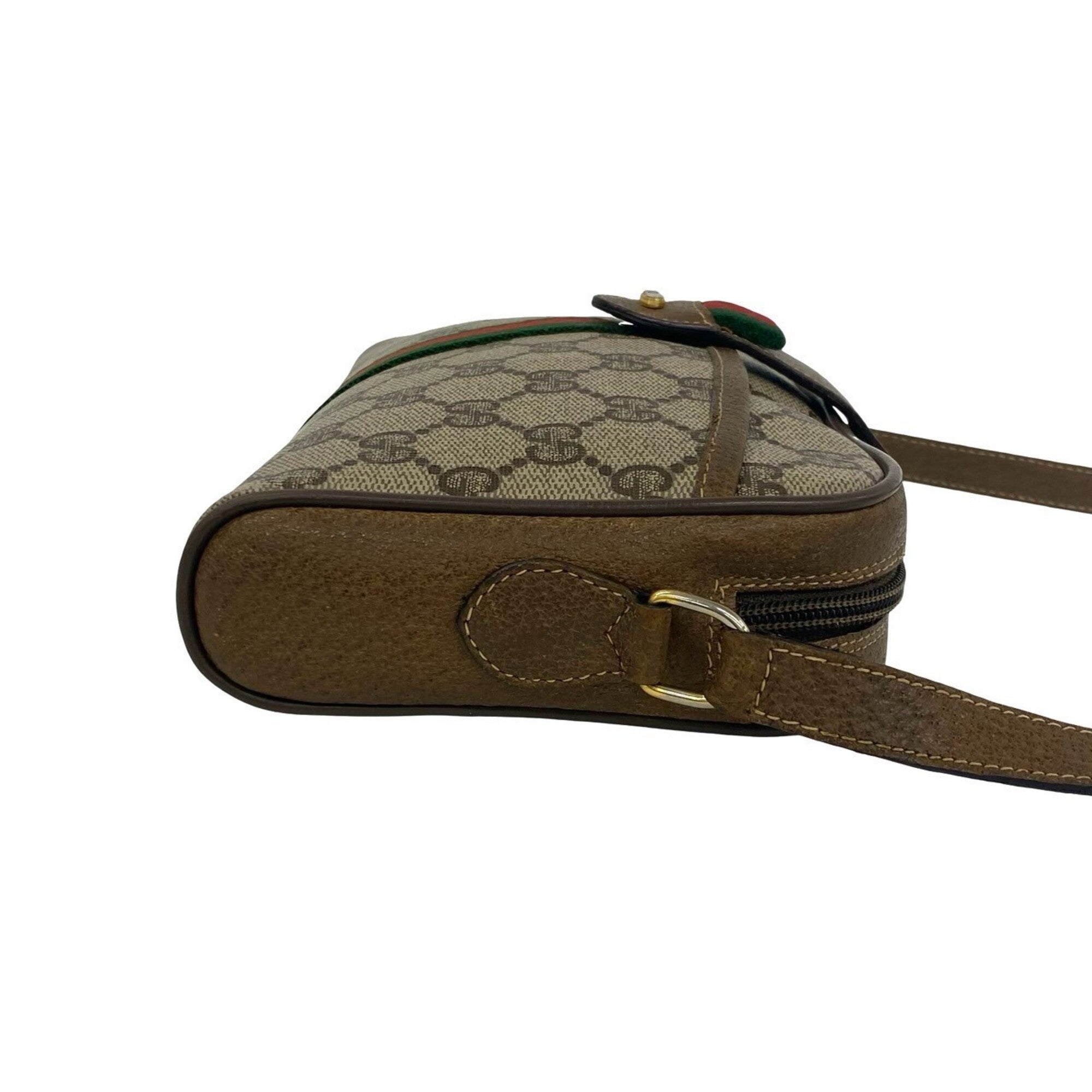 Gucci Brown Green Red Color Leather Pvc Pochette Shoulder Bag (Pre-Owned)