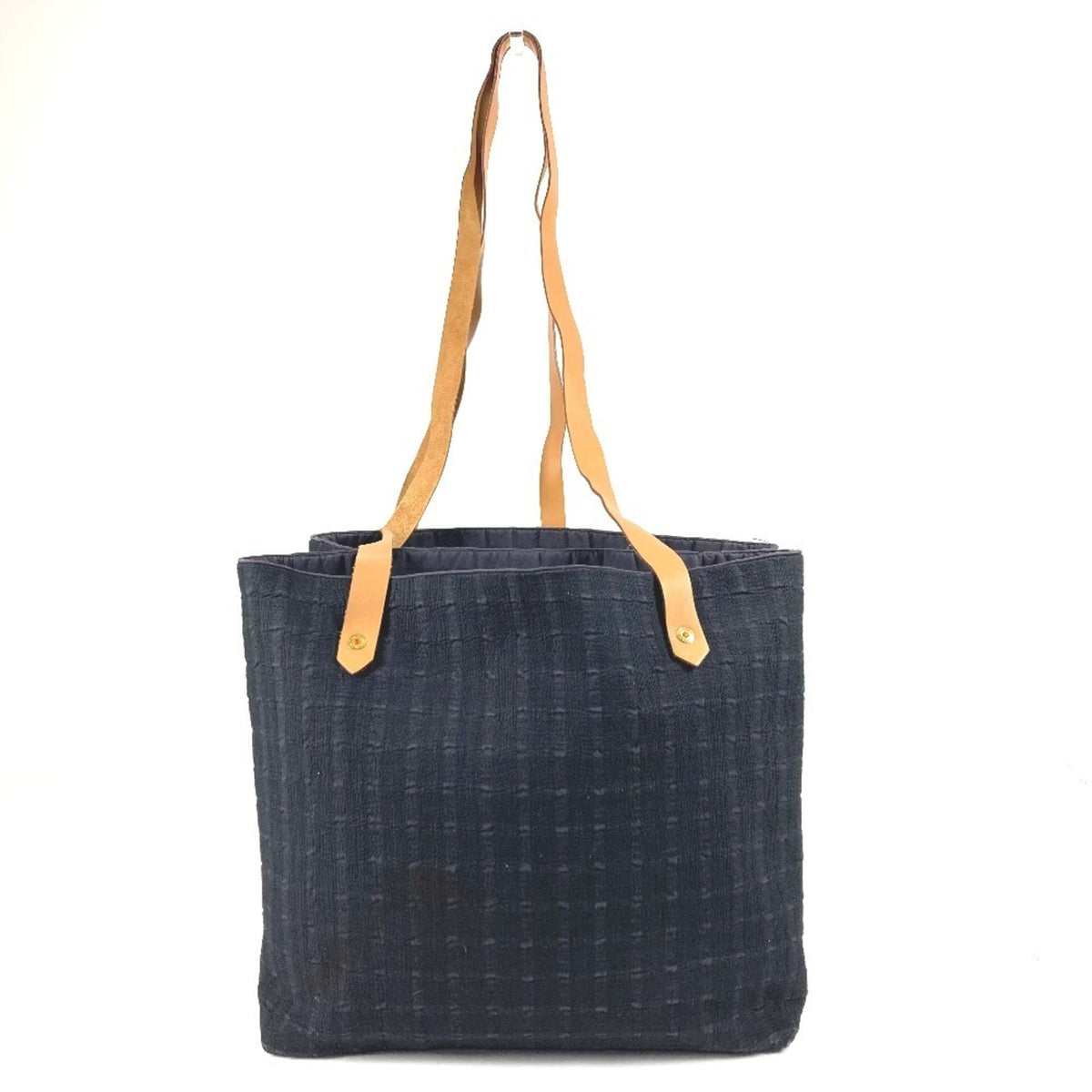 Hermes Navy Cotton Shoulder Bag Tote Bag (Pre-Owned)
