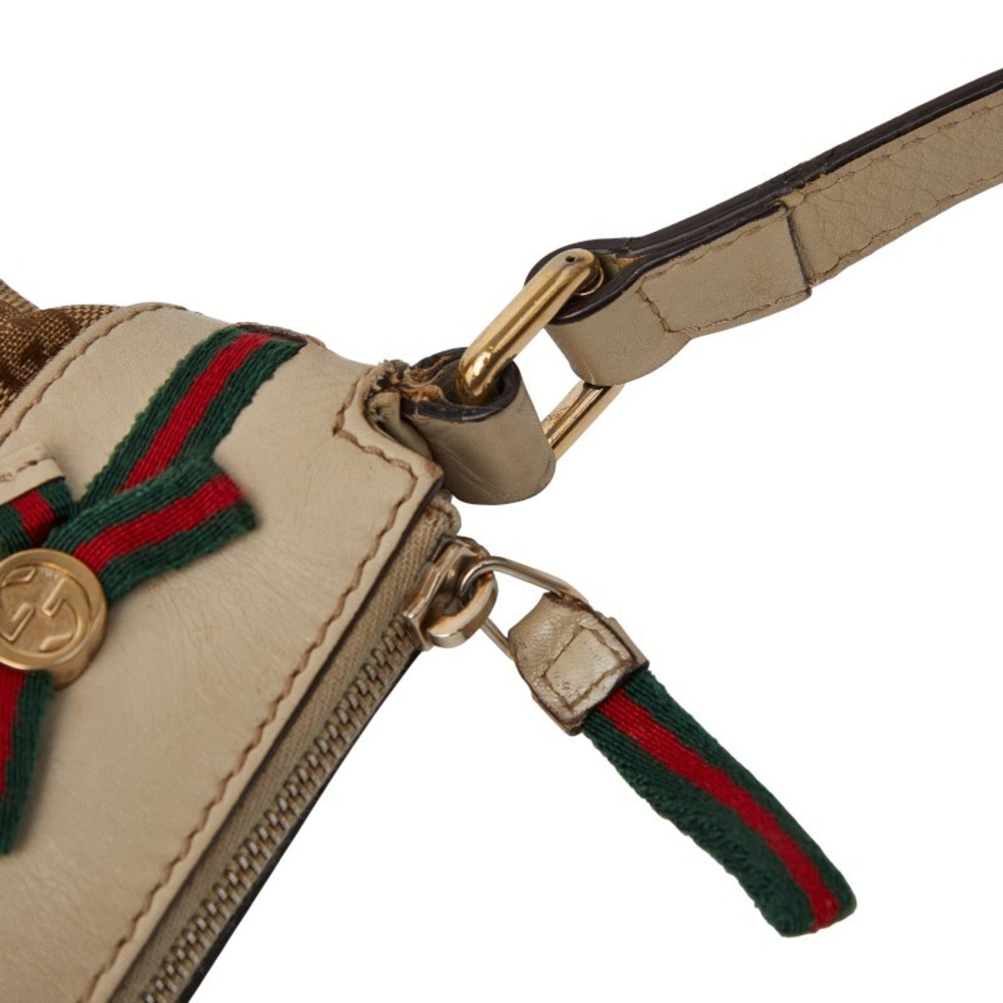 Gucci Beige Multi-Color Canvas Leather Pochette Shoulder Bag (Pre-Owned)