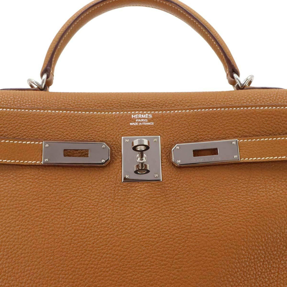 Hermes Gold Brown Togo Leather Handbag (Pre-Owned)