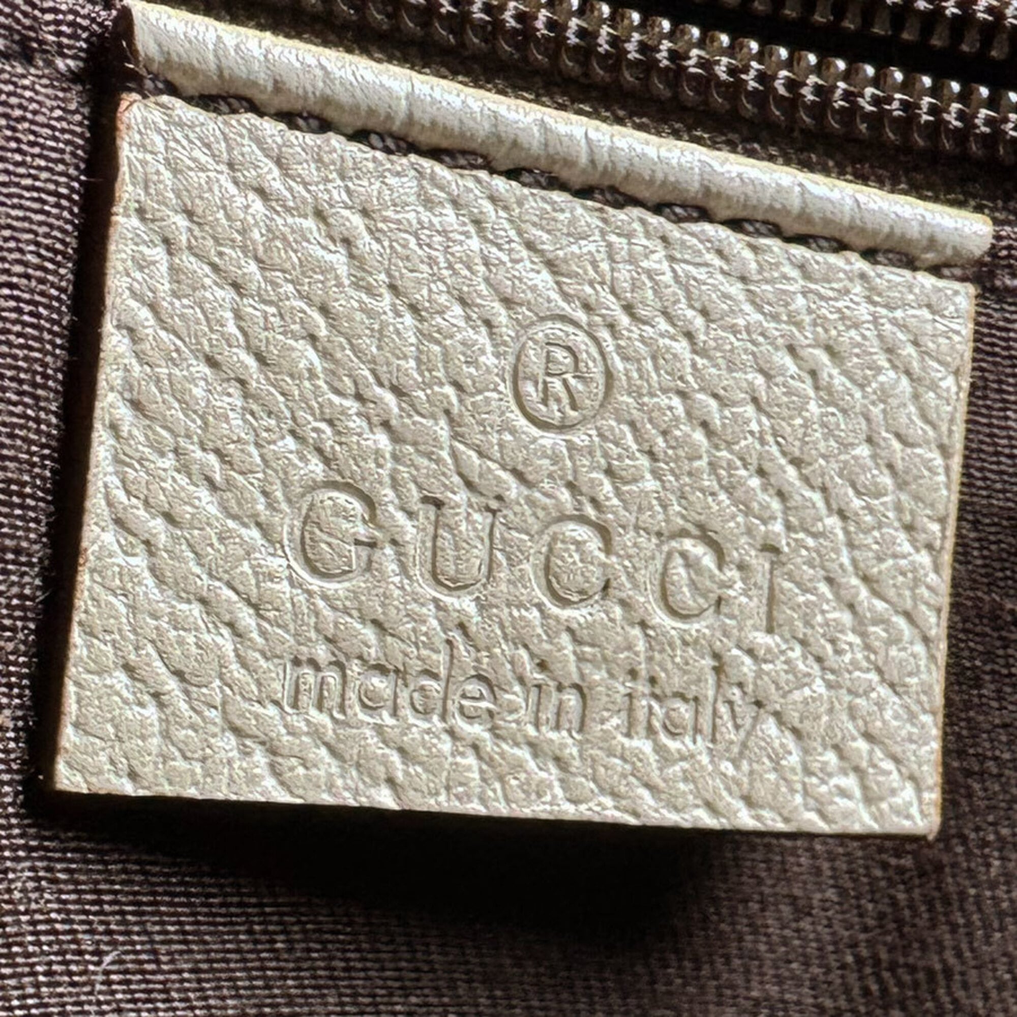 Gucci Brown Ivory Canvas Leather Handbag (Pre-Owned)