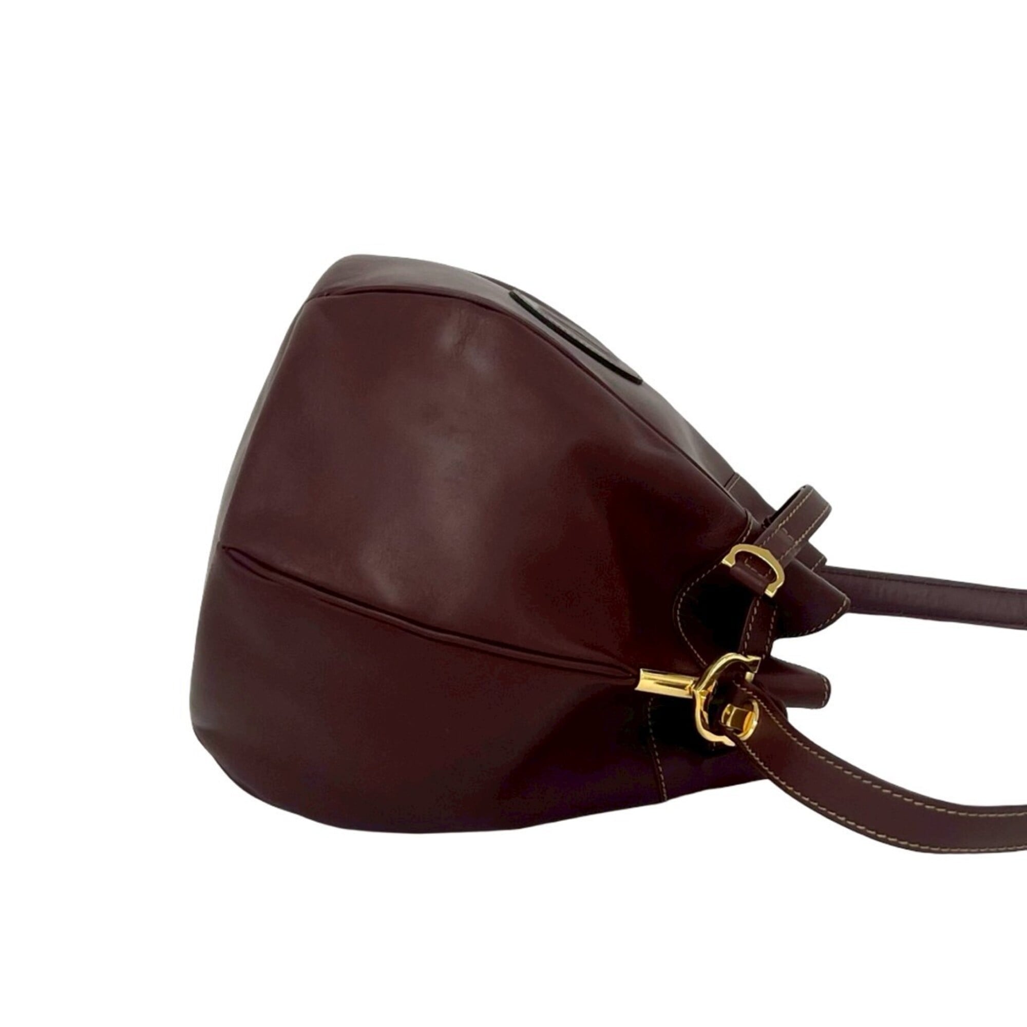 Cartier Wine Red Leather Pochette Shoulder Bag (Pre-Owned)