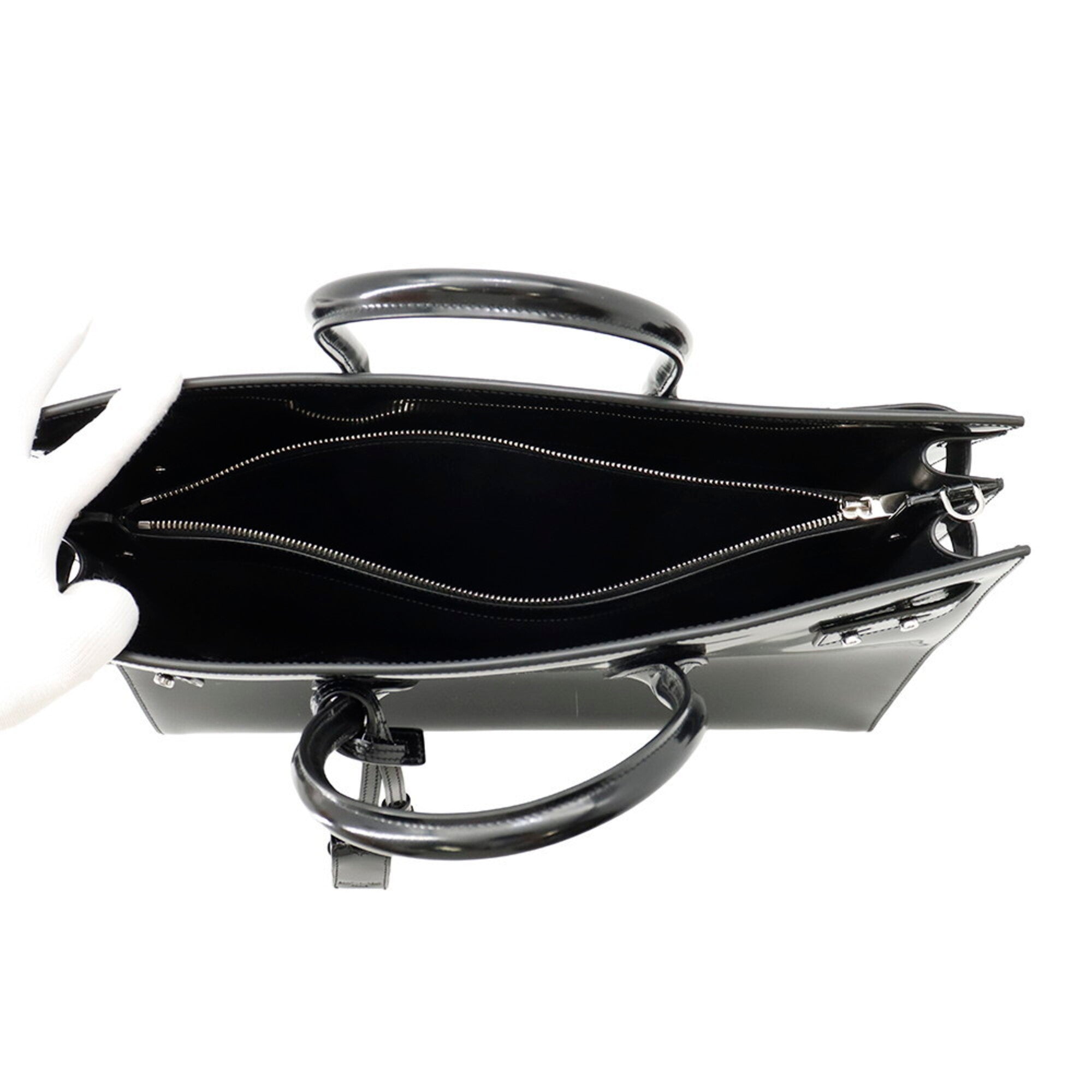Yves Saint Laurent Black Patent Leather Handbag Pouch (Pre-Owned)