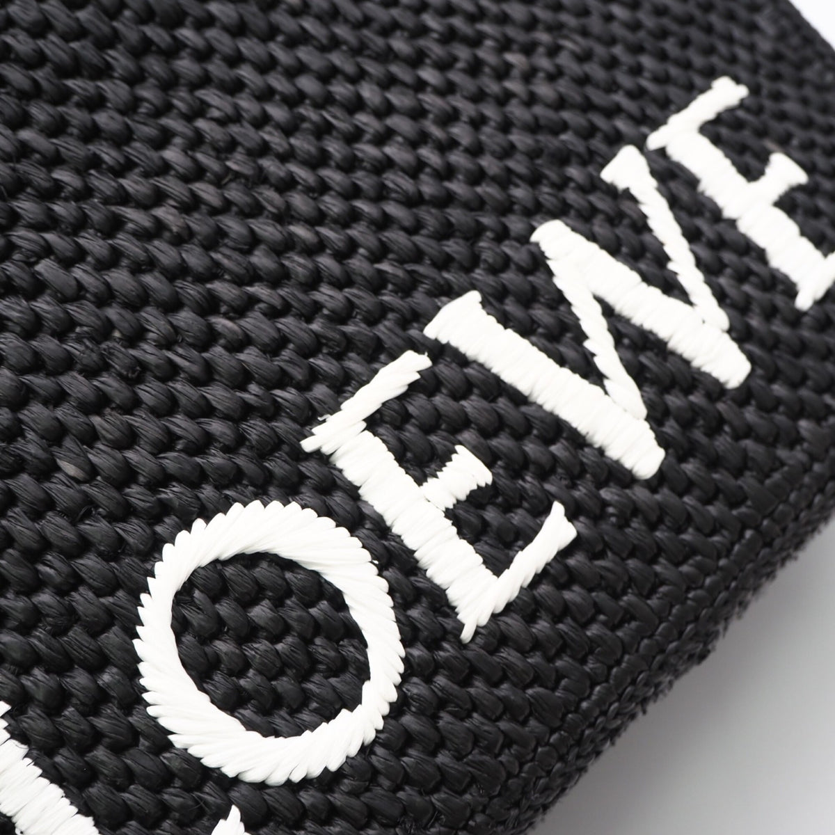 Loewe Black White Raffia Leather Handbag (Pre-Owned)