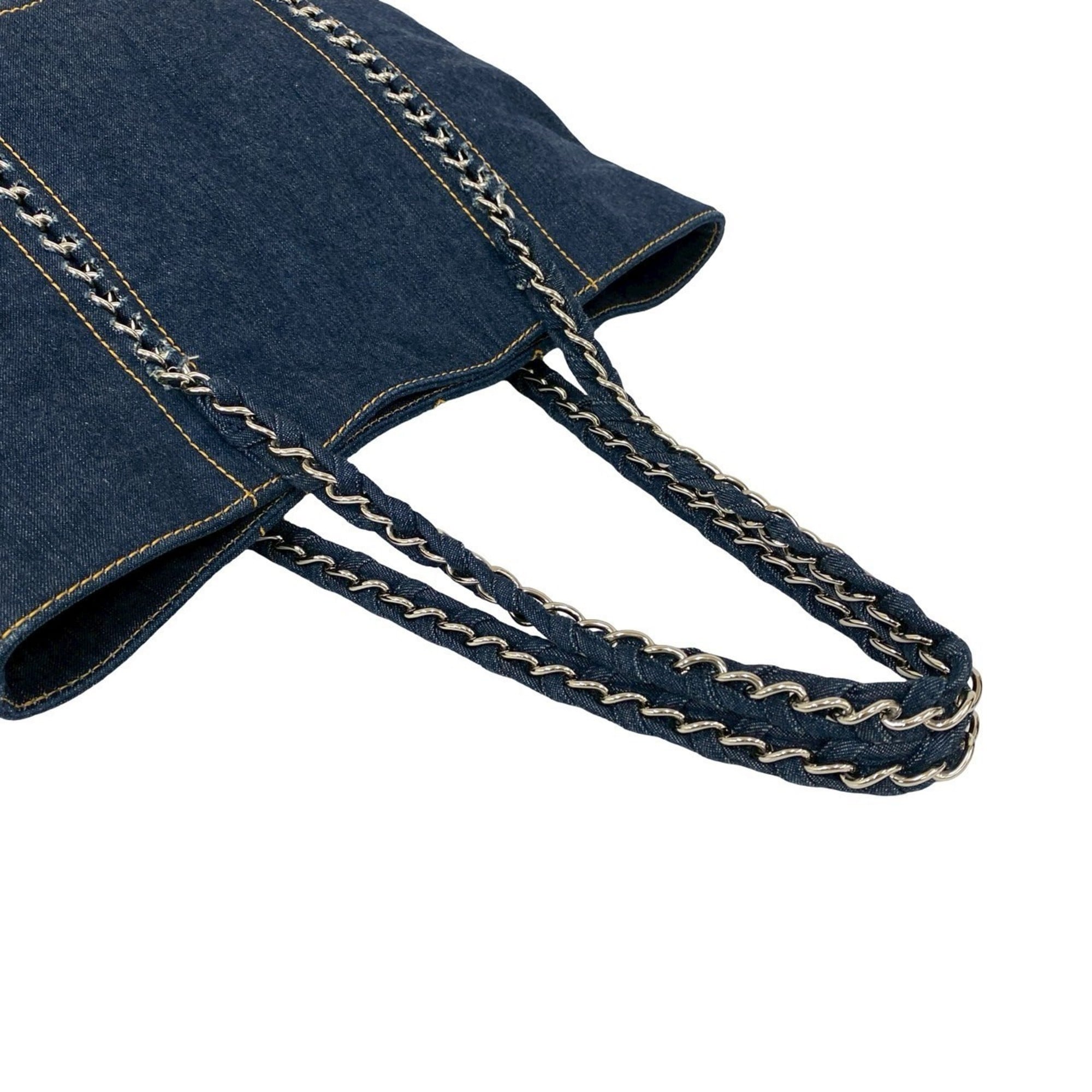 Chanel Denim Blue Denim Handbag Shoulder Bag Tote Bag (Pre-Owned)