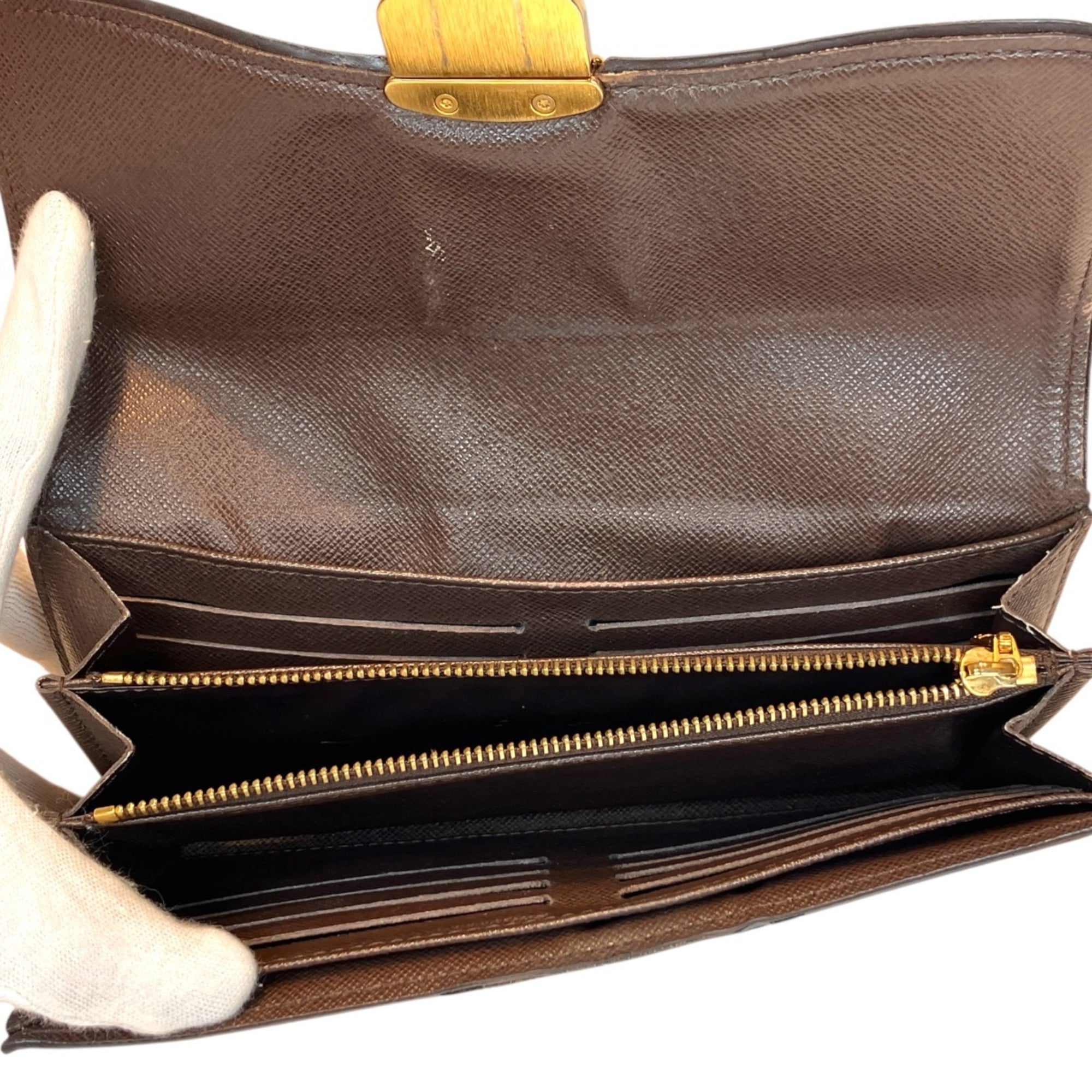 Louis Vuitton Brown Galle Damier Canvas Long Wallet (Bi-Fold) (Pre-Owned)