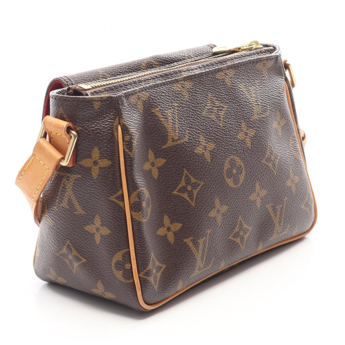 Louis Vuitton Brown Coated Canvas Leather Handbag Shoulder Bag (Pre-Owned)