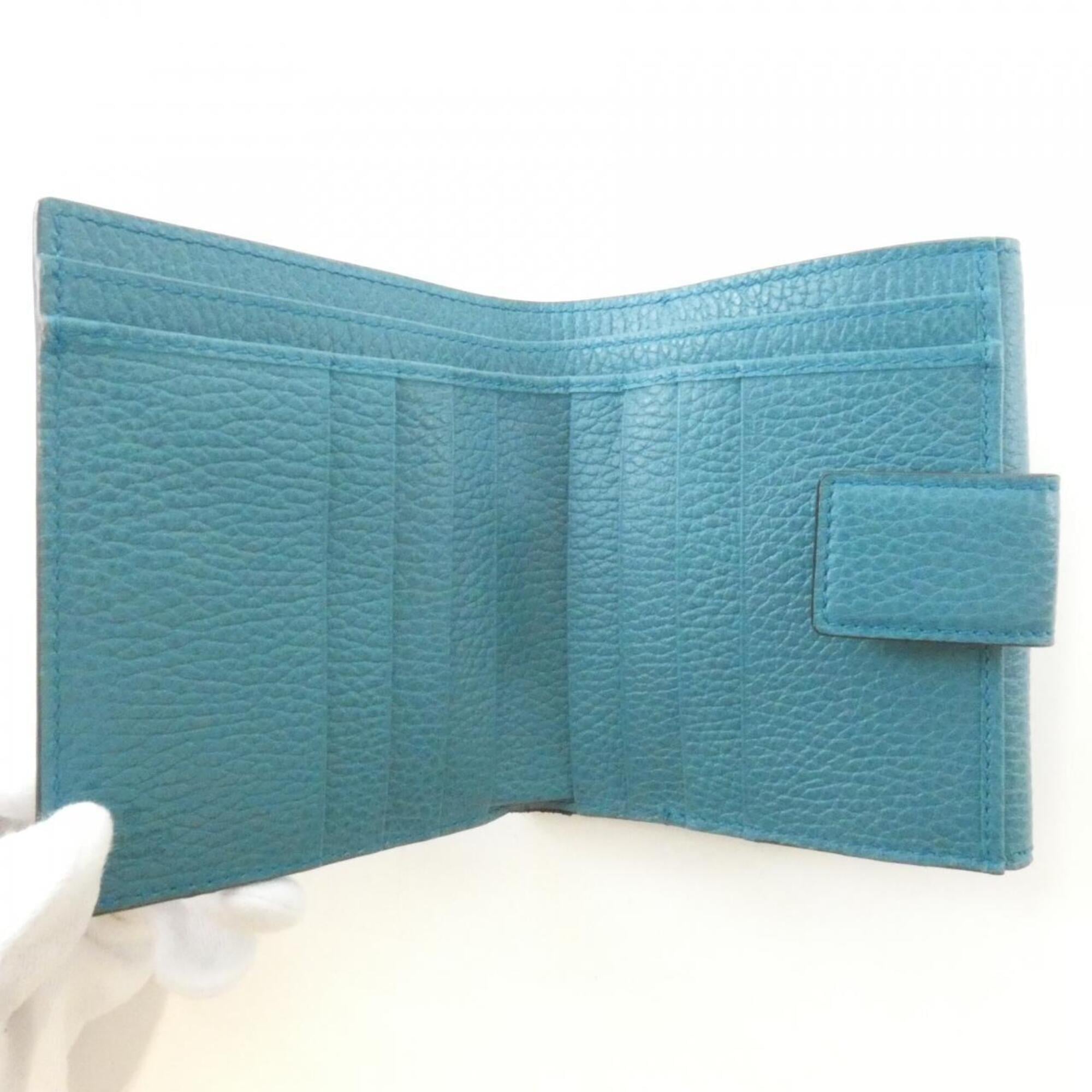 Gucci Blue Green Teal Leather Wallet (Bi-Fold) (Pre-Owned)