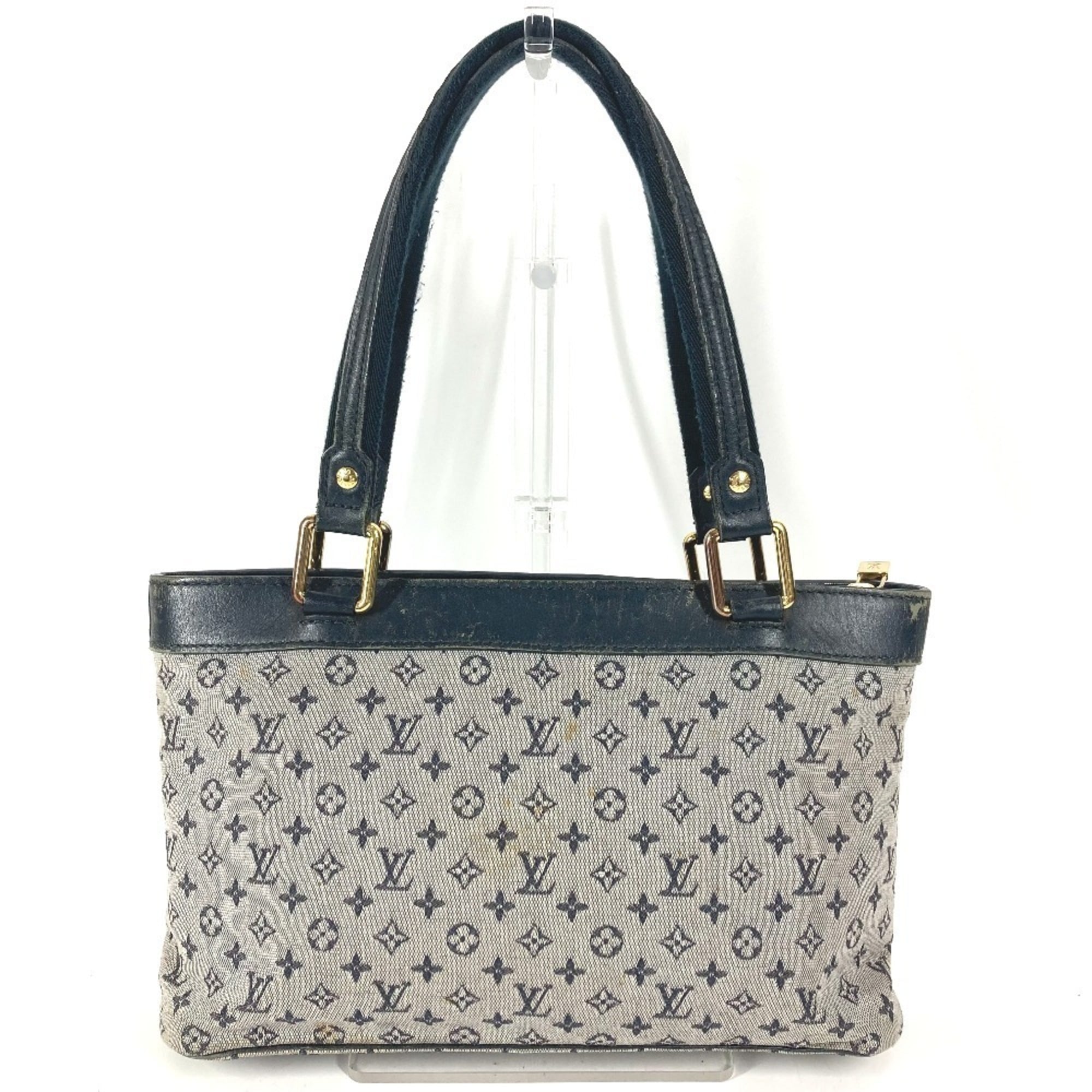 Louis Vuitton Navy Monogram Mini Canvas Leather Handbag Shoulder Bag Tote Bag (Pre-Owned)