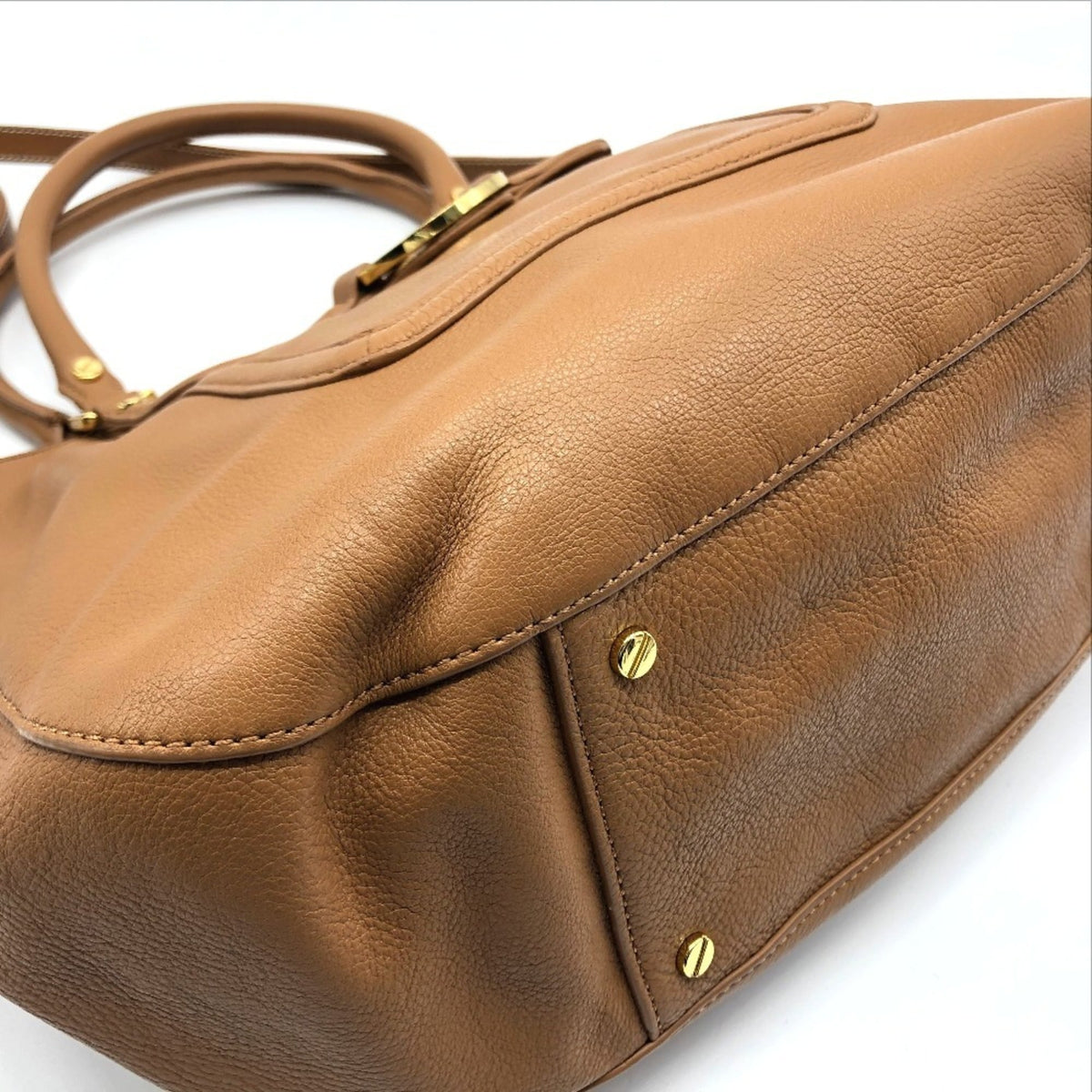 Tory Burch Brown Camel Leather Handbag Shoulder Bag Tote Bag (Pre-Owned)
