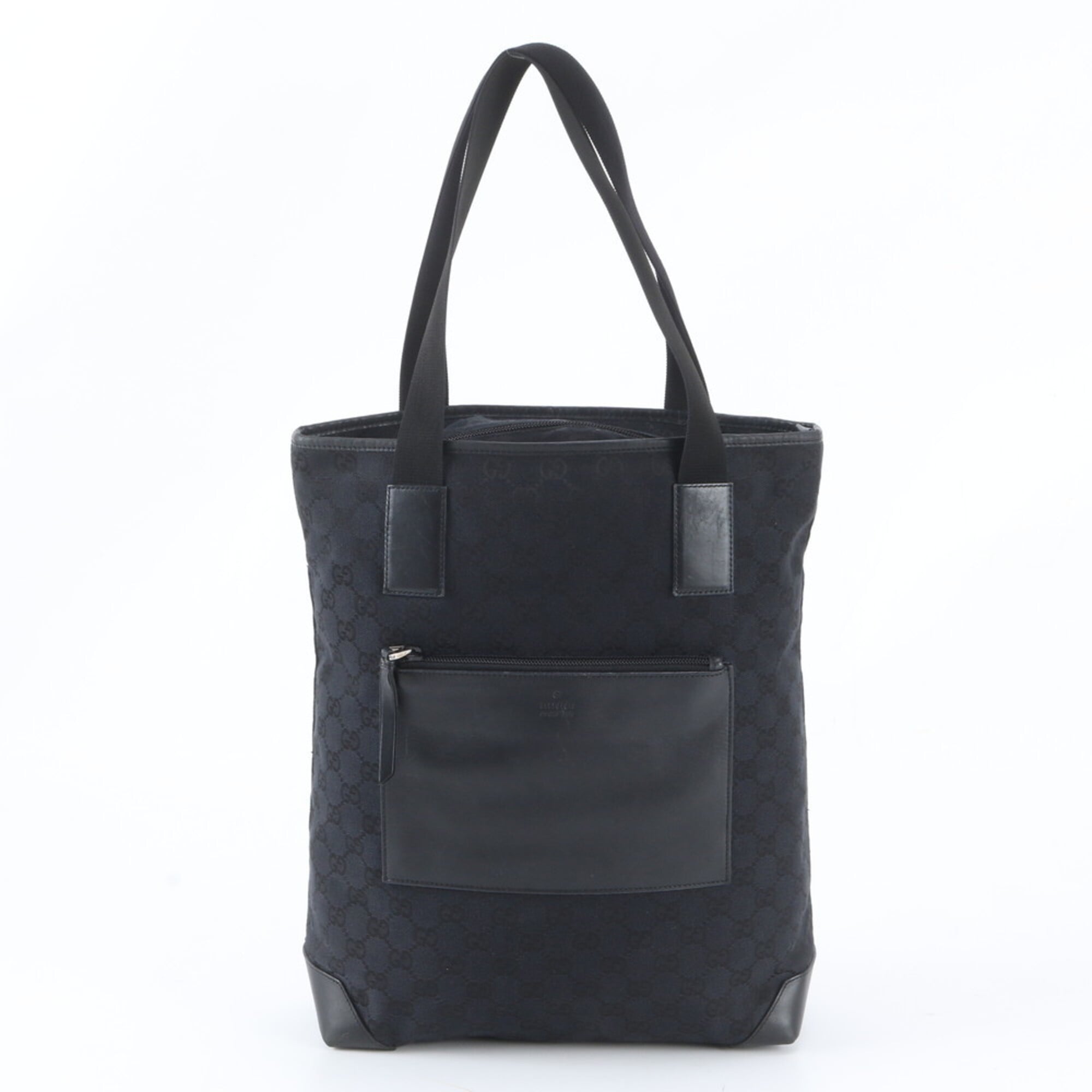 Gucci Gg Canvas Black Gg Canvas Leather Handbag Shoulder Bag Tote Bag (Pre-Owned)