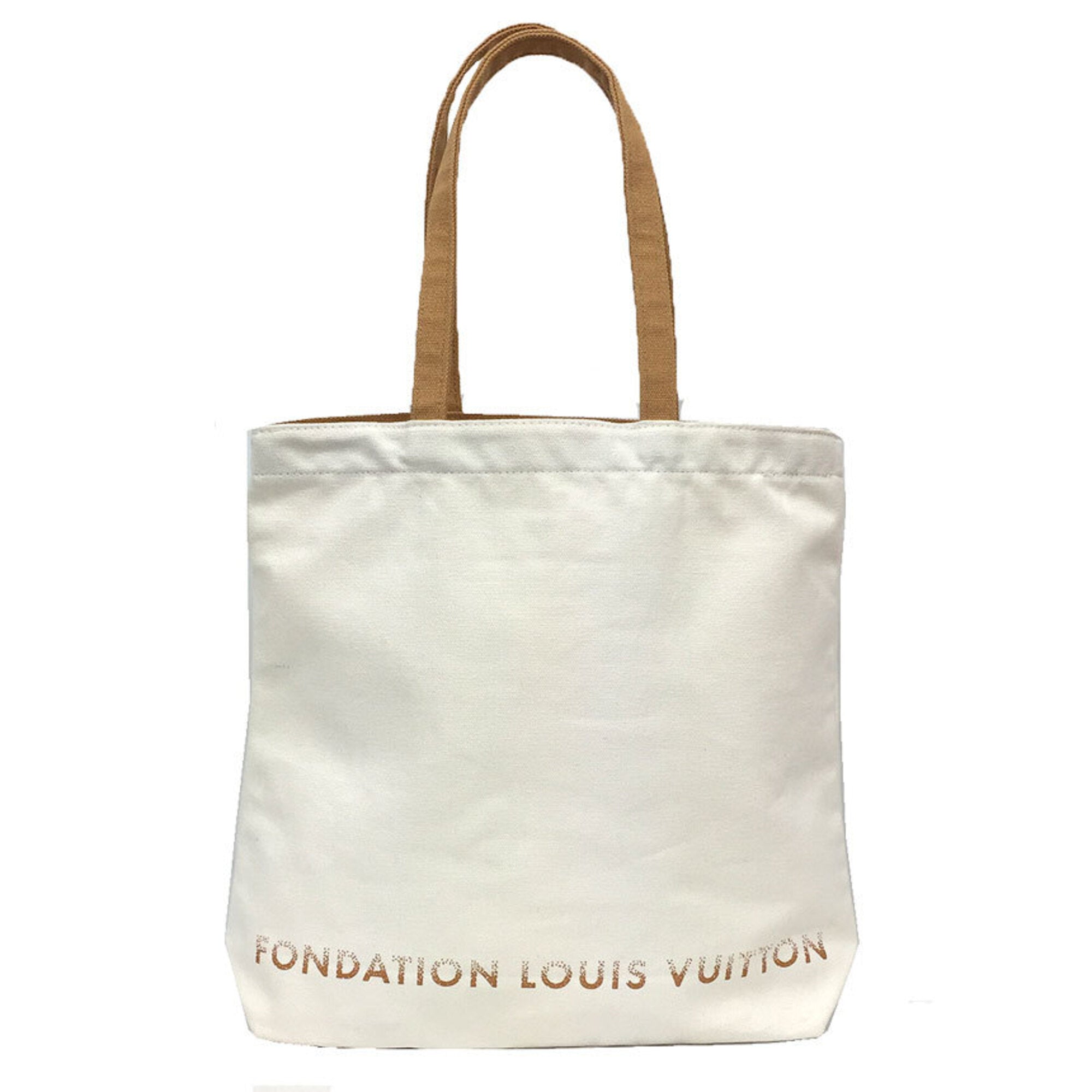 Louis Vuitton Beige White Canvas Tote Bag (Pre-Owned)