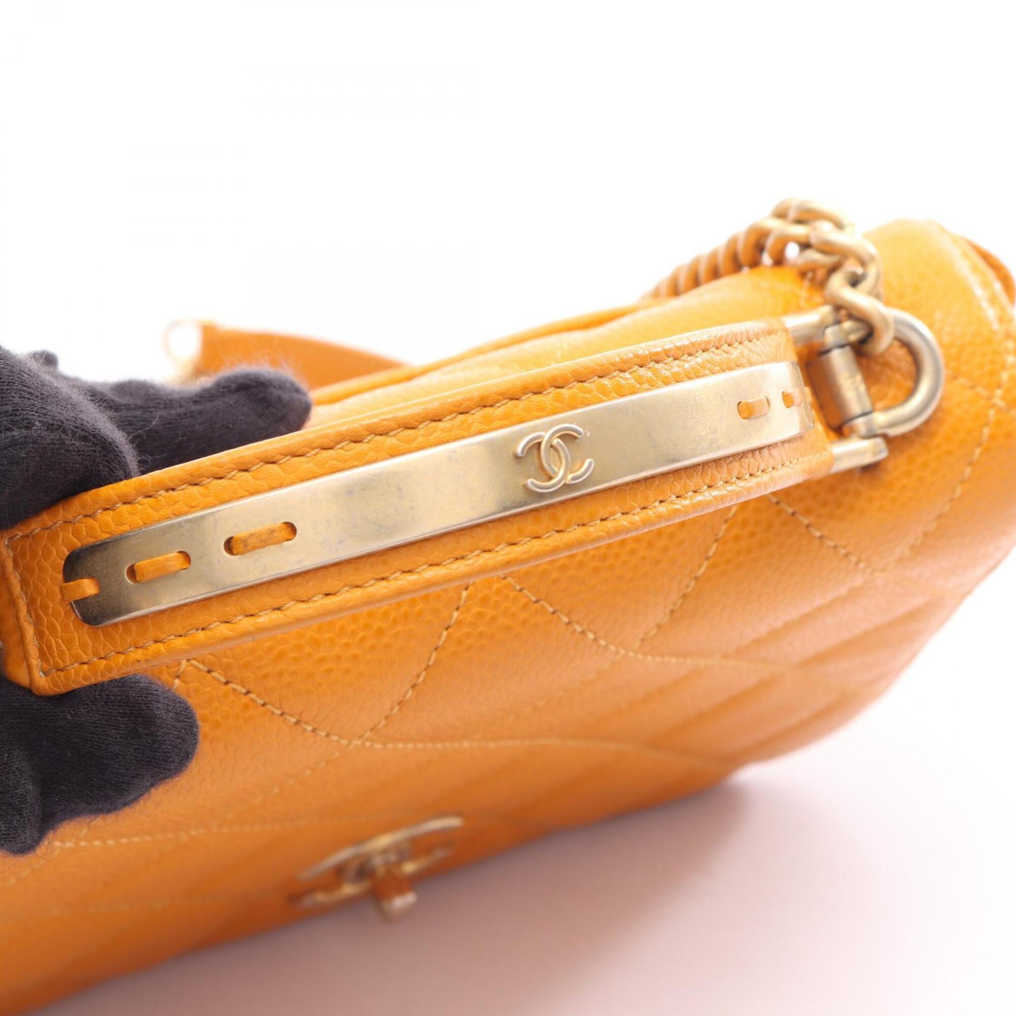 Chanel Orange Grained Calfskin Handbag Shoulder Bag (Pre-Owned)