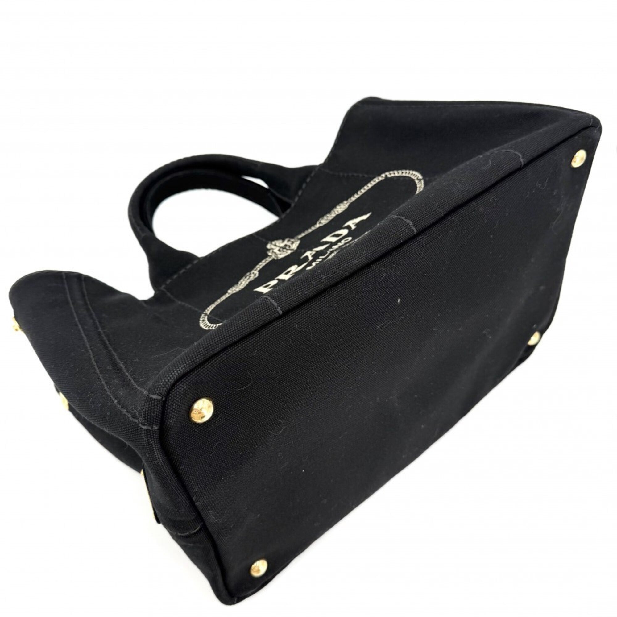 Prada Black Canvas Handbag Shoulder Bag Tote Bag (Pre-Owned)