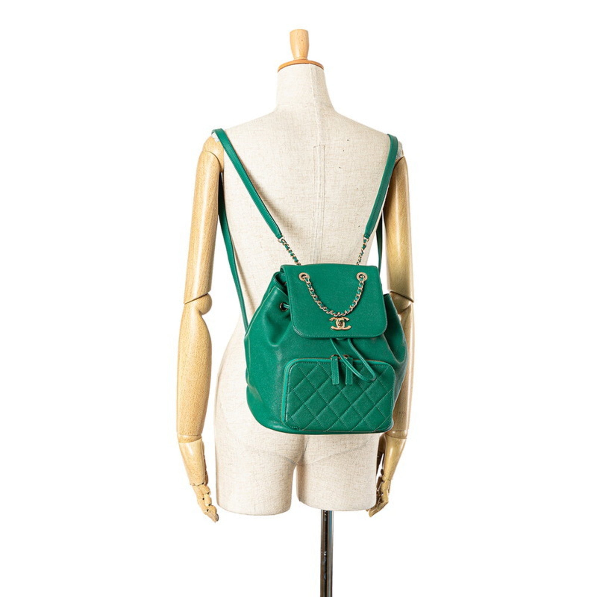 Chanel Green Grained Calfskin Backpack (Pre-Owned)