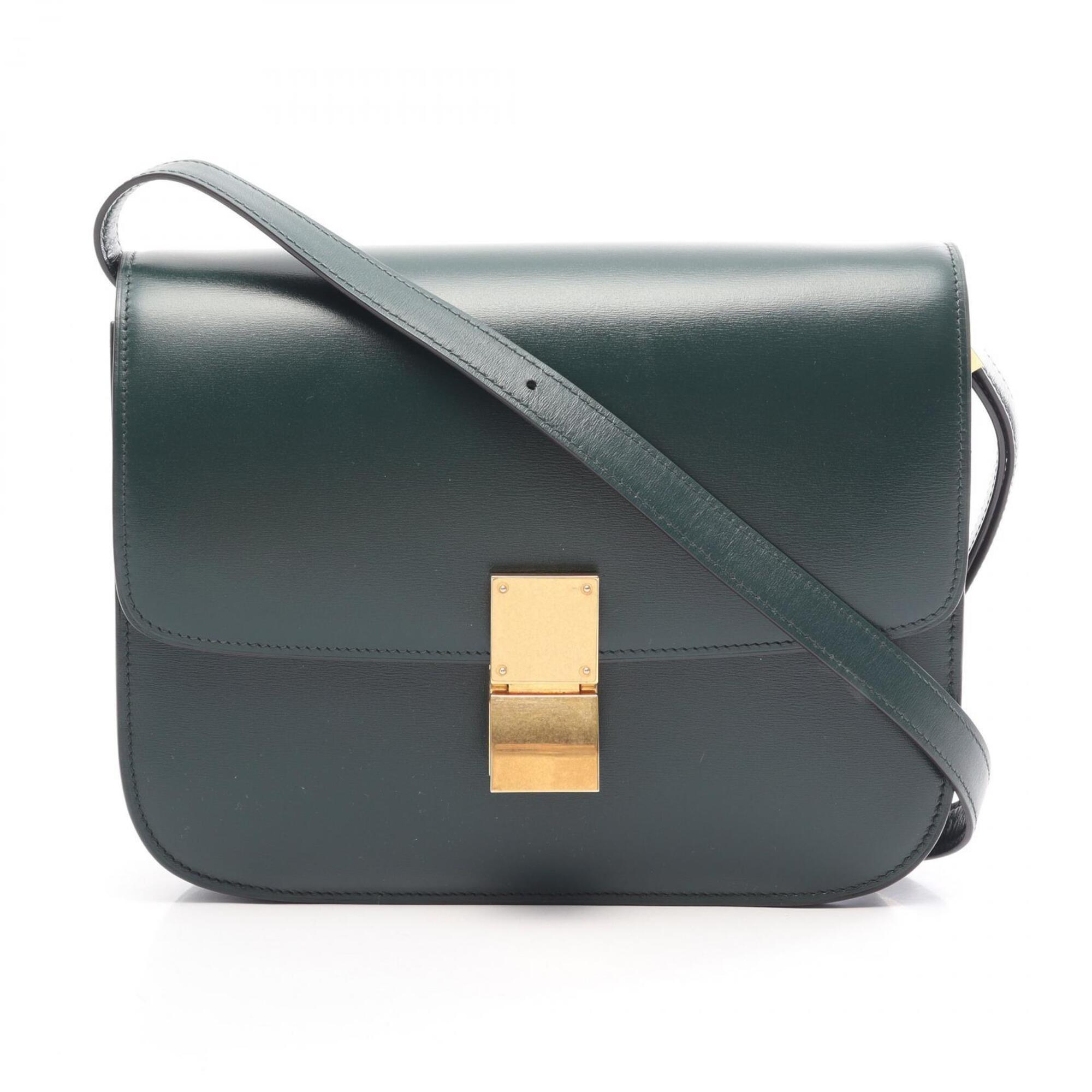 Celine Green Leather Handbag Shoulder Bag (Pre-Owned)