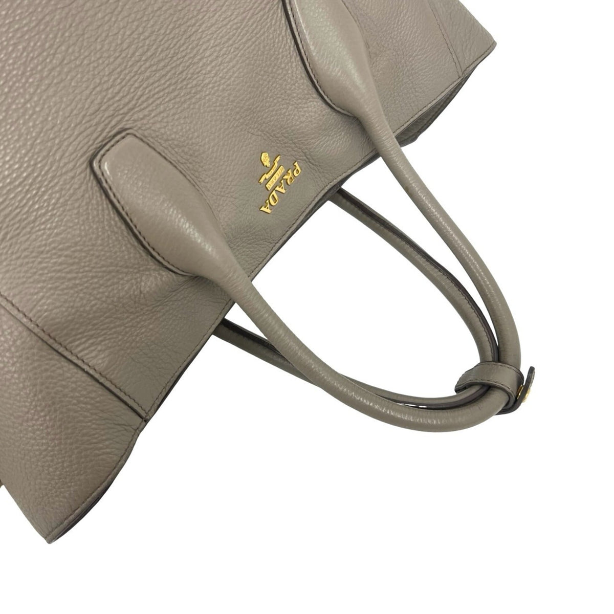 Prada Gray Leather Handbag Tote Bag (Pre-Owned)