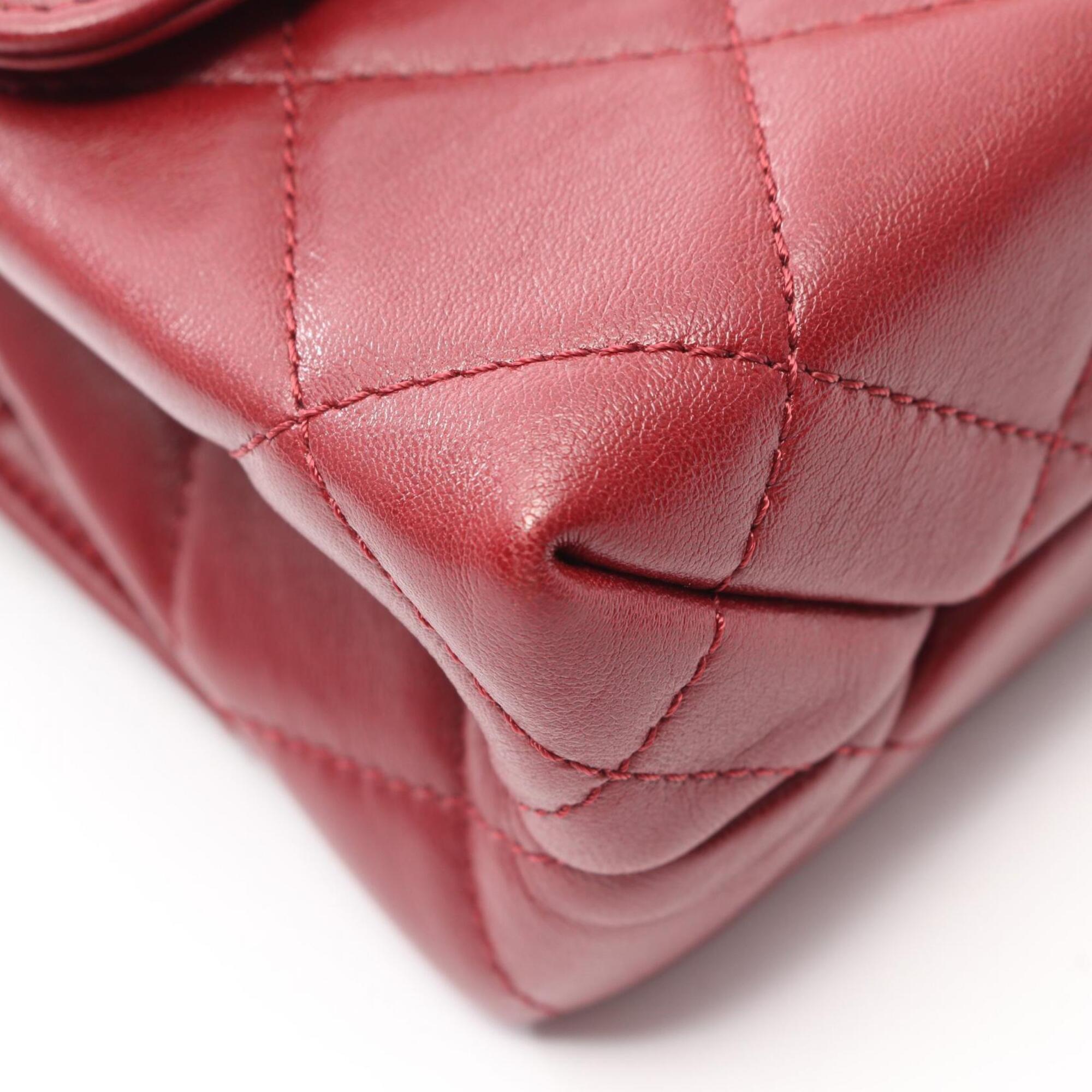 Chanel Bordeaux Leather Handbag Shoulder Bag (Pre-Owned)