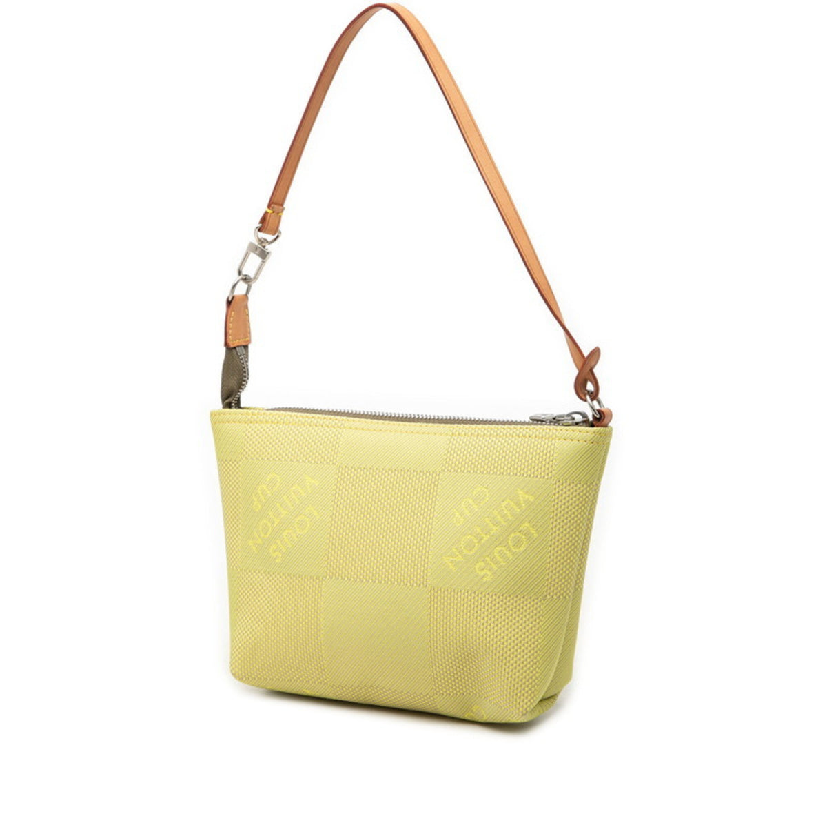 Louis Vuitton Lime Green Canvas Leather Handbag Pouch (Pre-Owned)