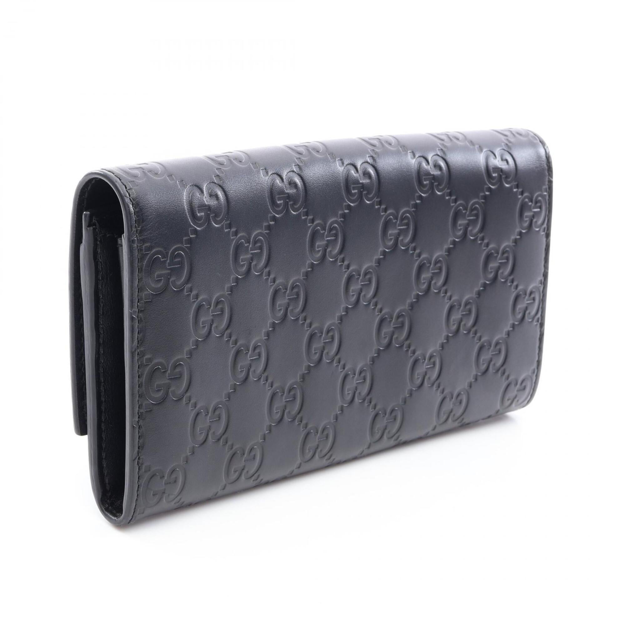 Gucci Guccissima Black Leather Long Wallet (Bi-Fold) (Pre-Owned)