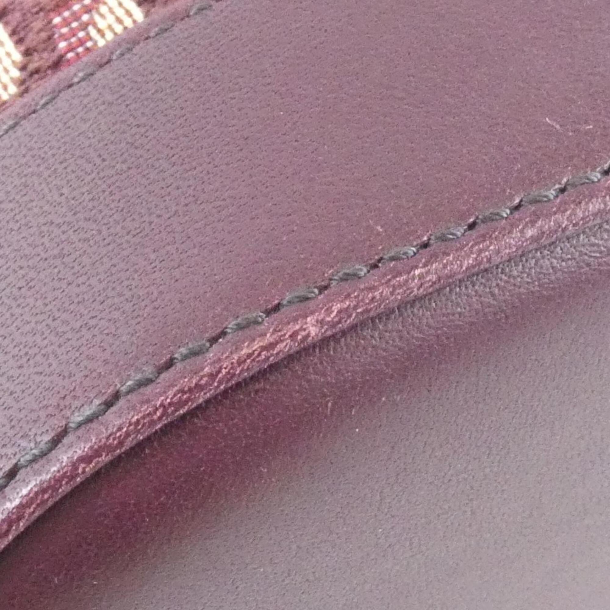 Christian Dior Burgundy Canvas Shoulder Bag (Pre-Owned)