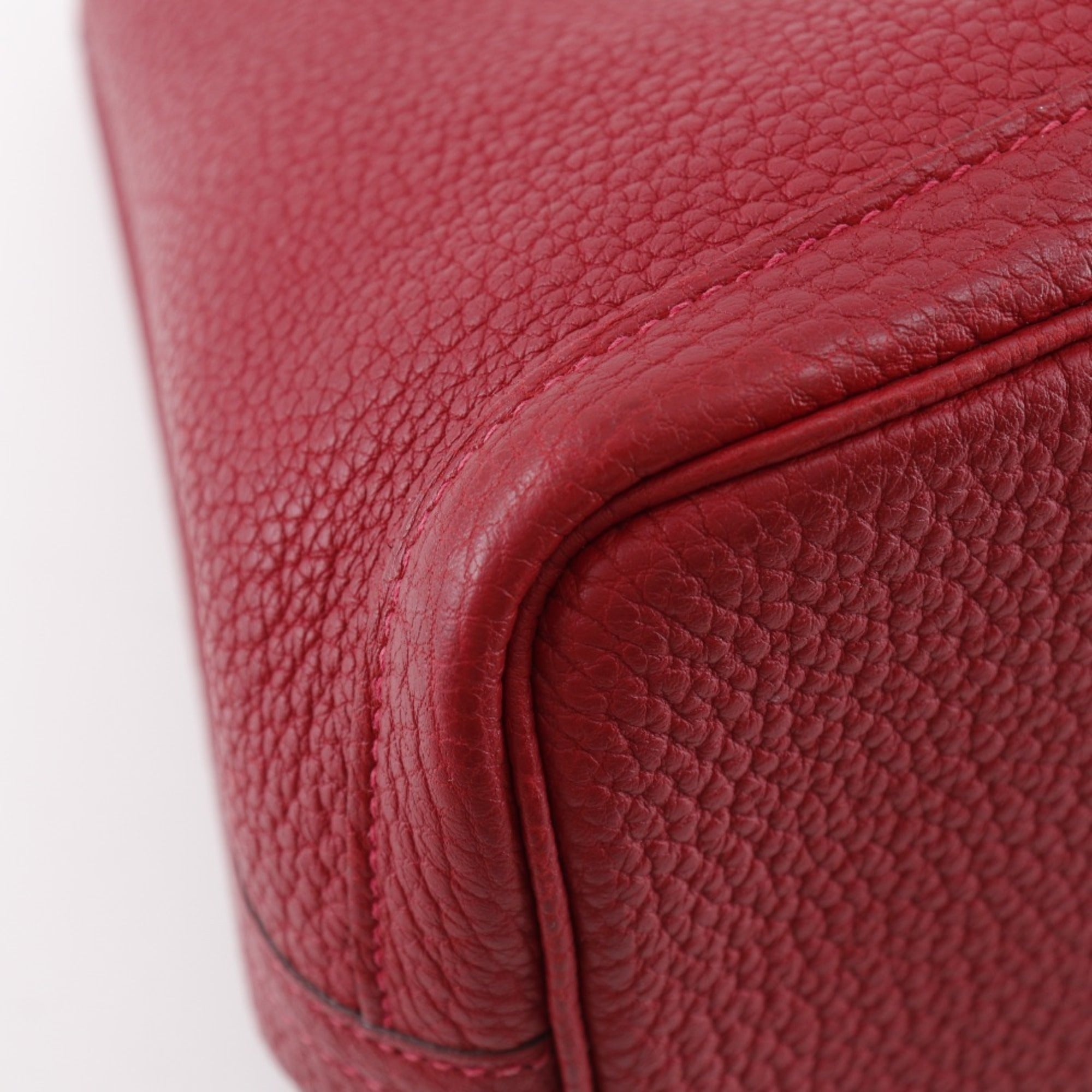 Hermes Garden Red Color Negonda Leather Handbag (Pre-Owned)