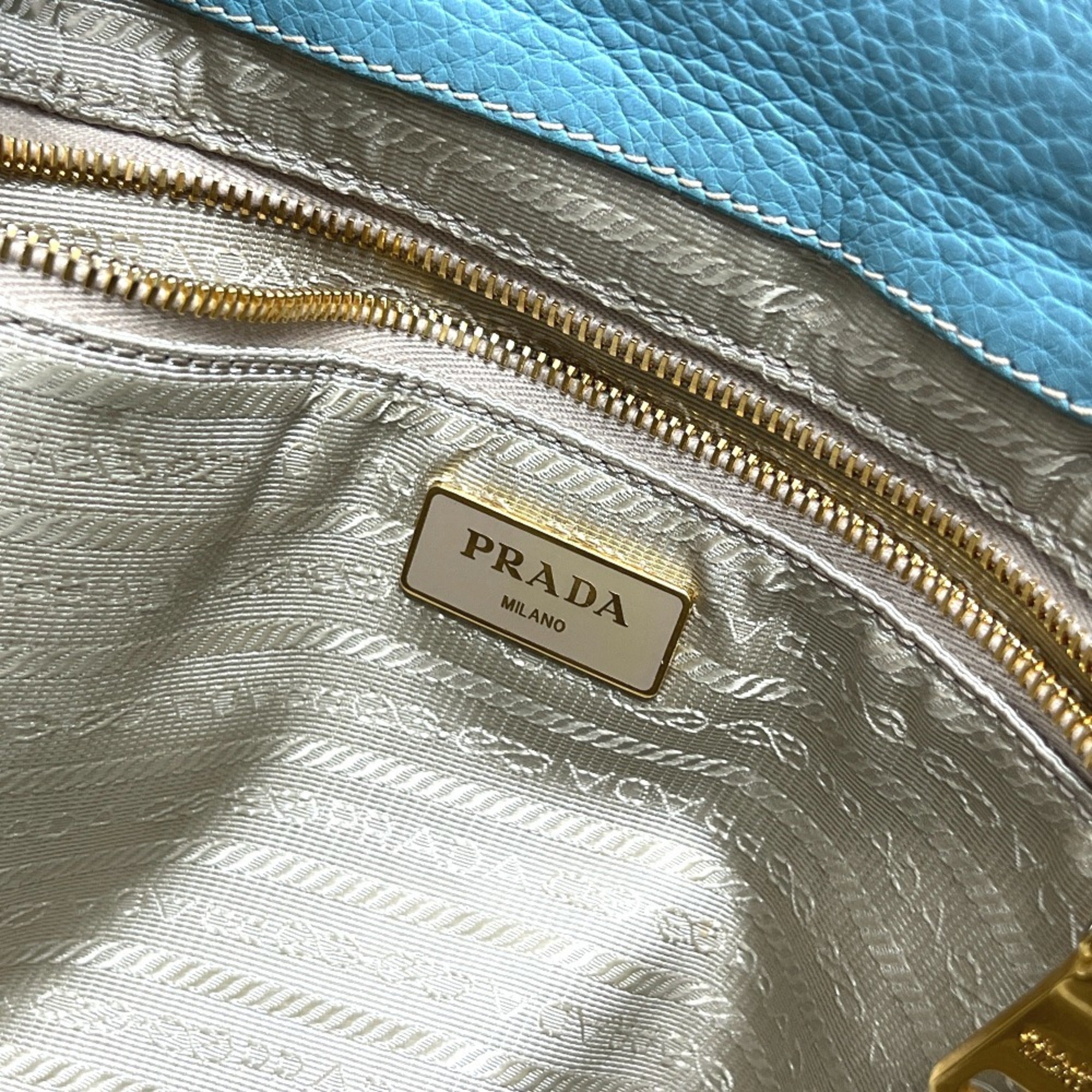 Prada Blue Canapa Handbag Tote Bag (Pre-Owned)