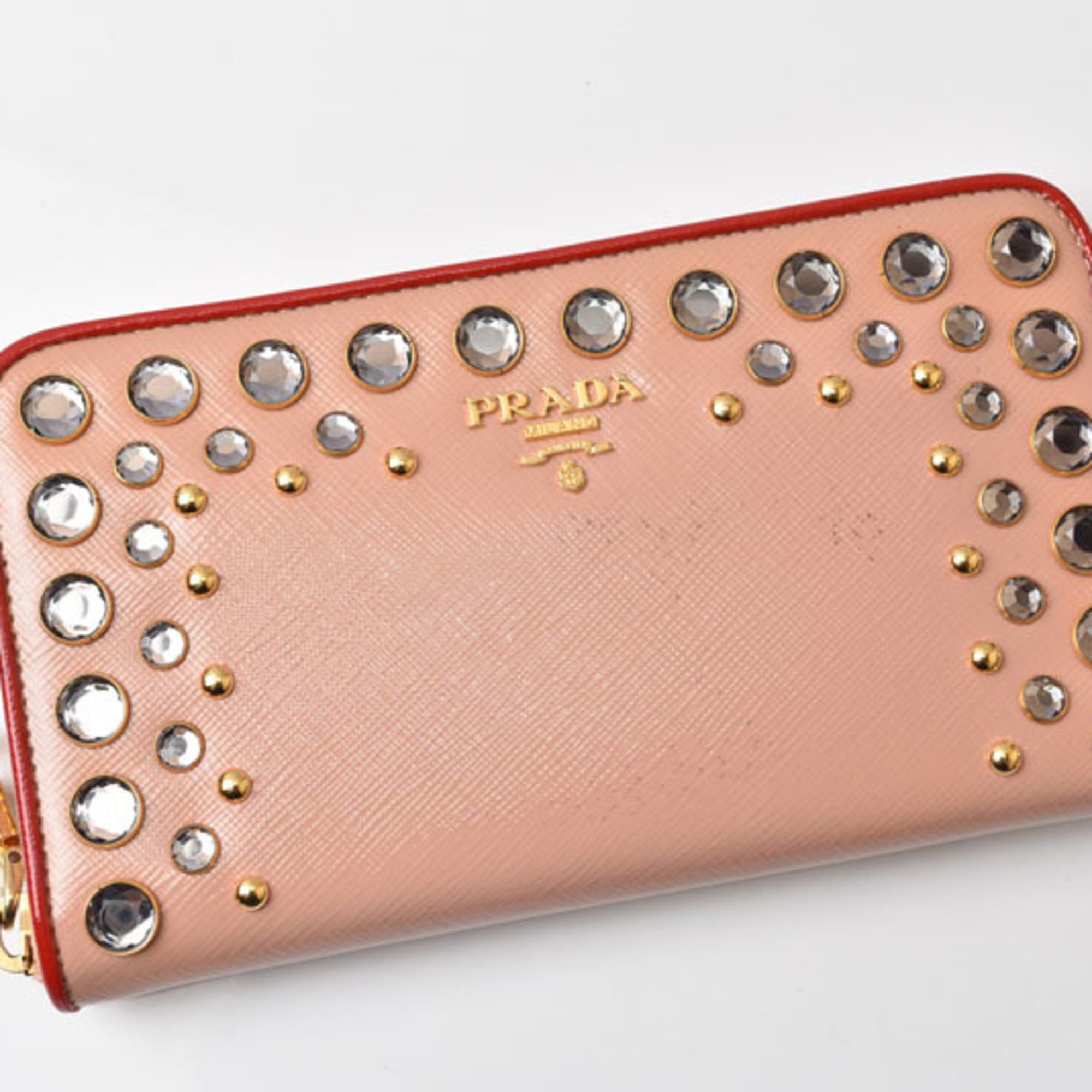 Prada Beige Rose Pink Beige Patent Leather Coin Purse/Coin Case (Pre-Owned)