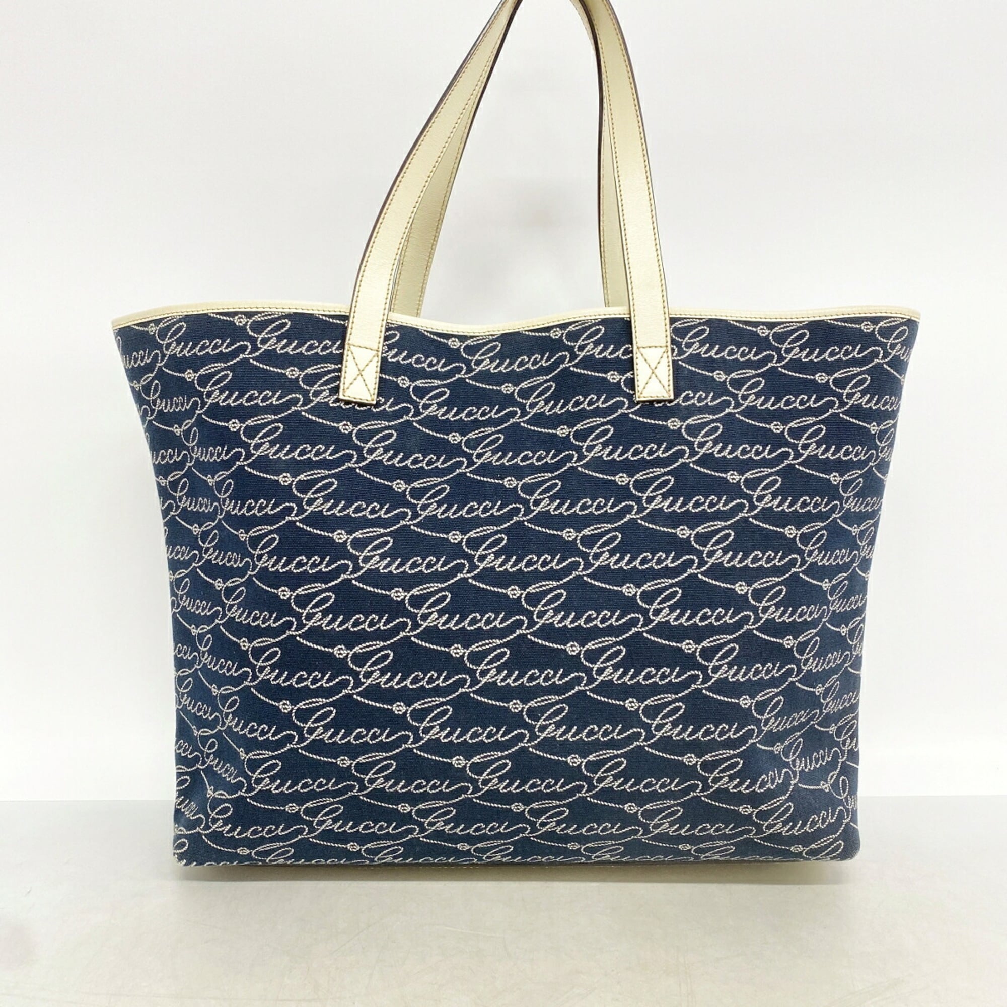 Gucci Navy Canvas Tote Bag (Pre-Owned)