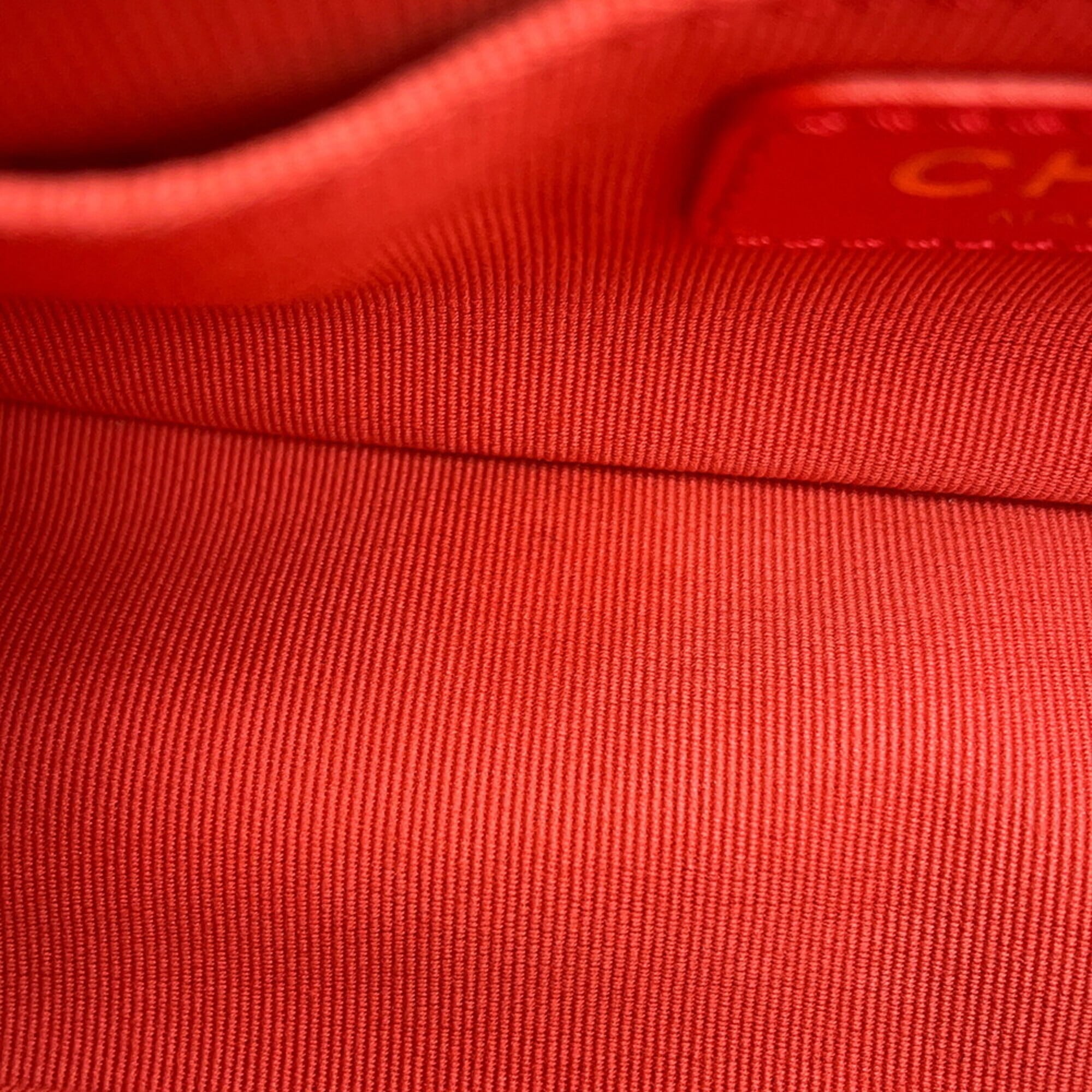 Chanel Coral Red Leather Handbag Shoulder Bag (Pre-Owned)
