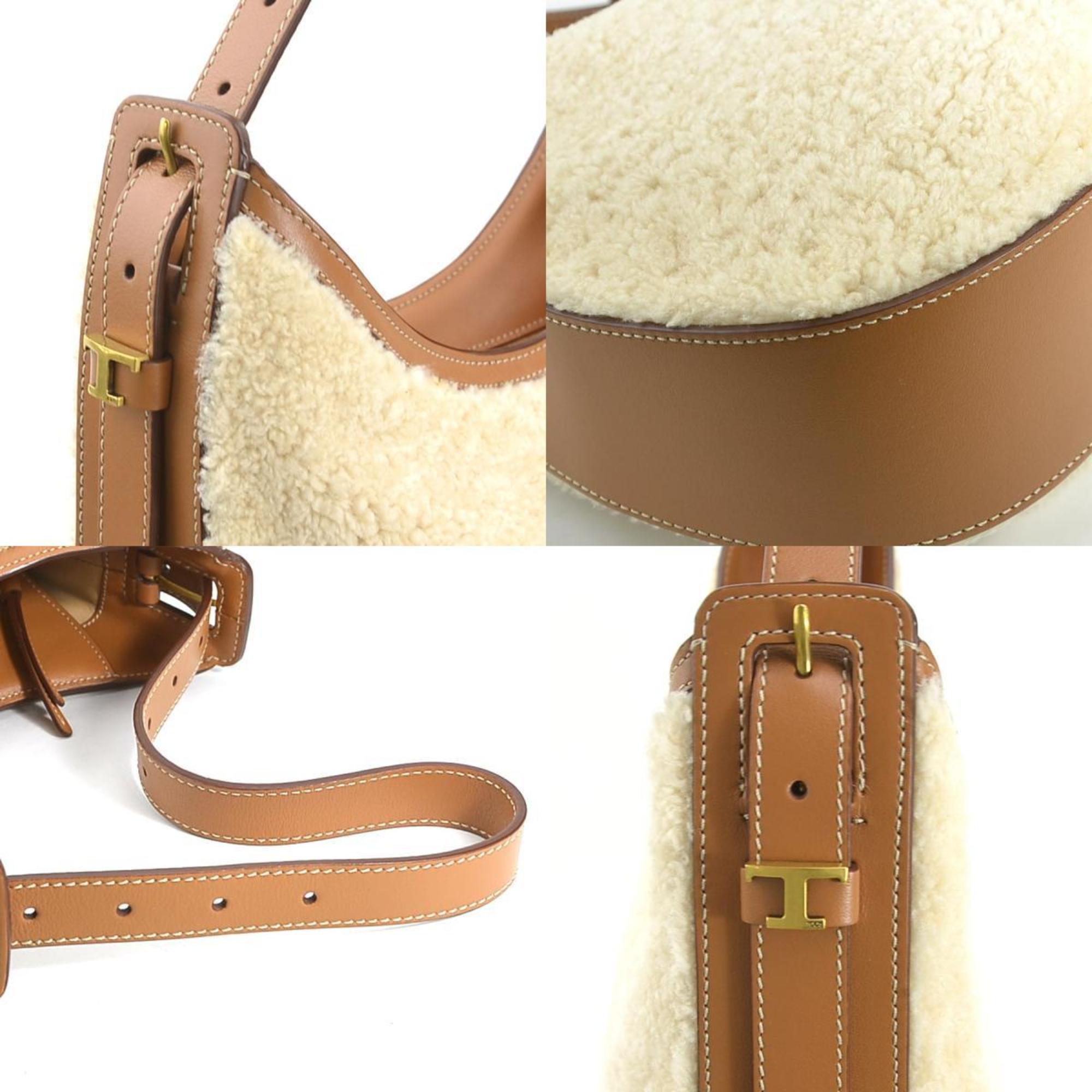 Tod's Beige Brown Leather Shoulder Bag (Pre-Owned)