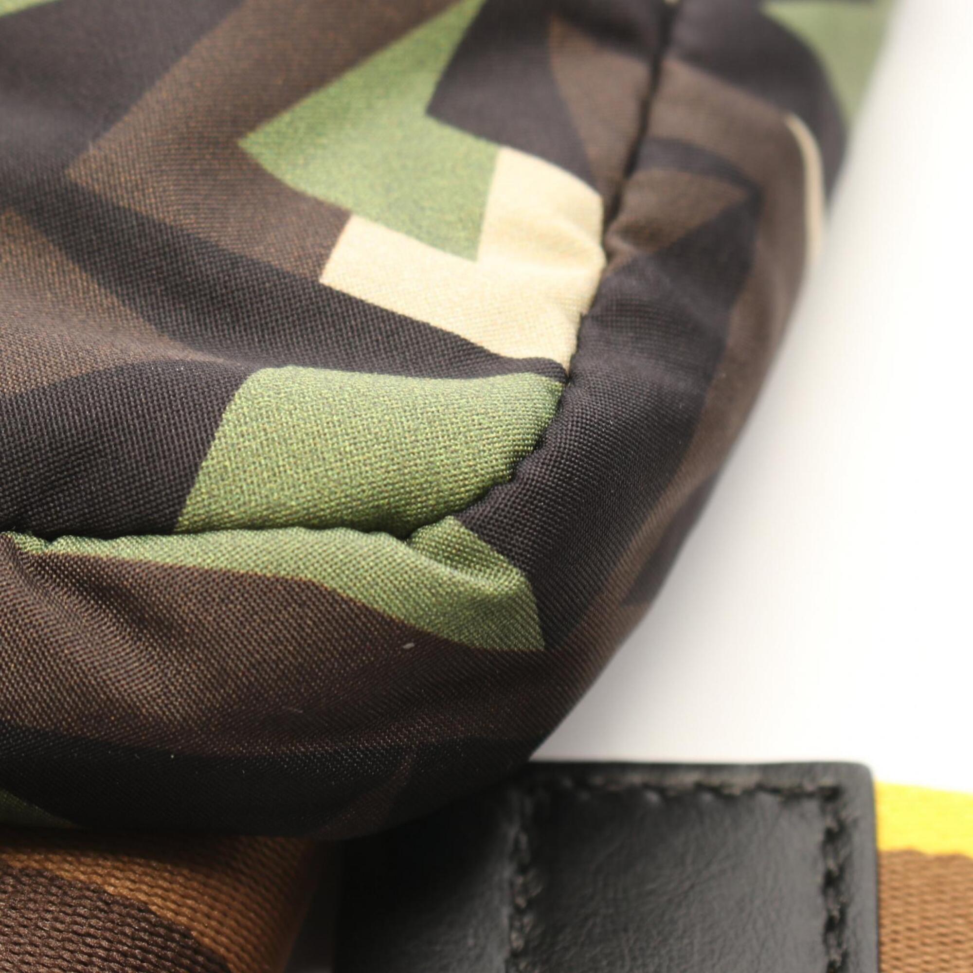 Fendi Brown Khaki Multi-Color Nylon Leather Handbag Shoulder Bag (Pre-Owned)