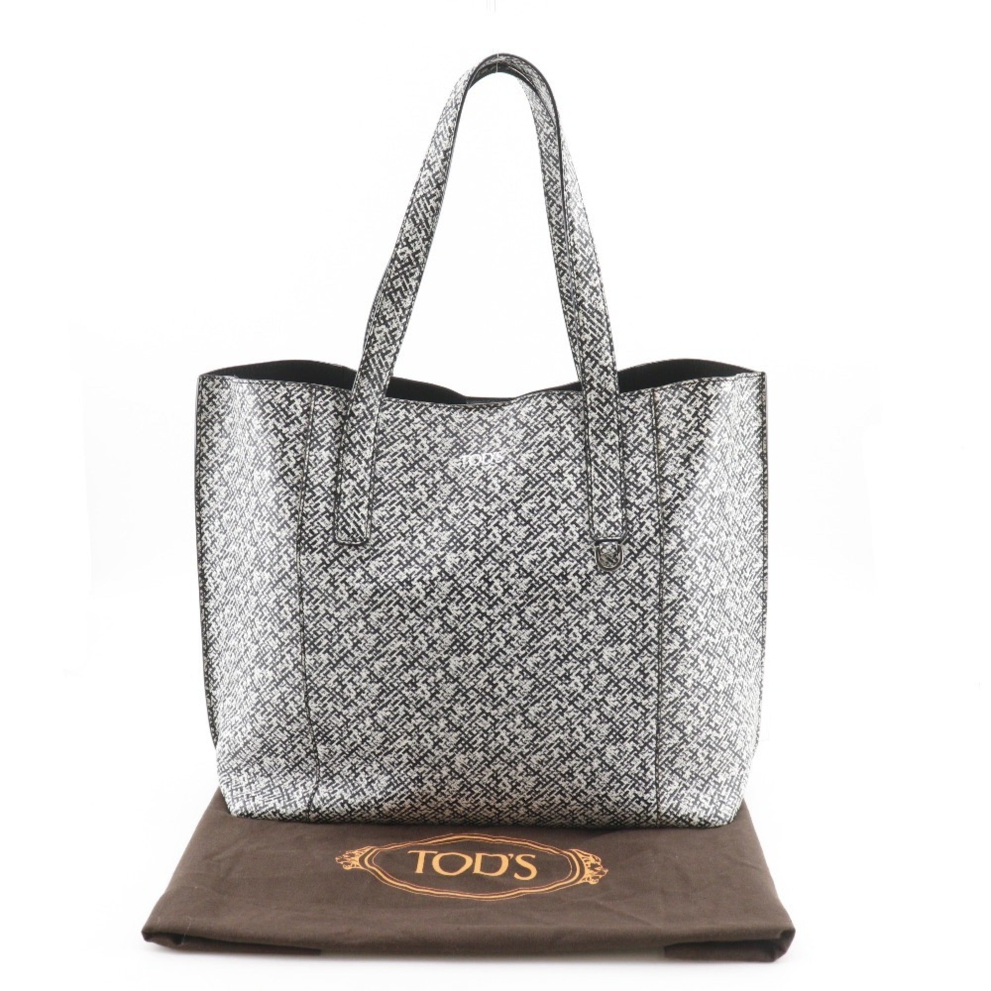 Tod's Black White Pvc Leather Tote Bag (Pre-Owned)
