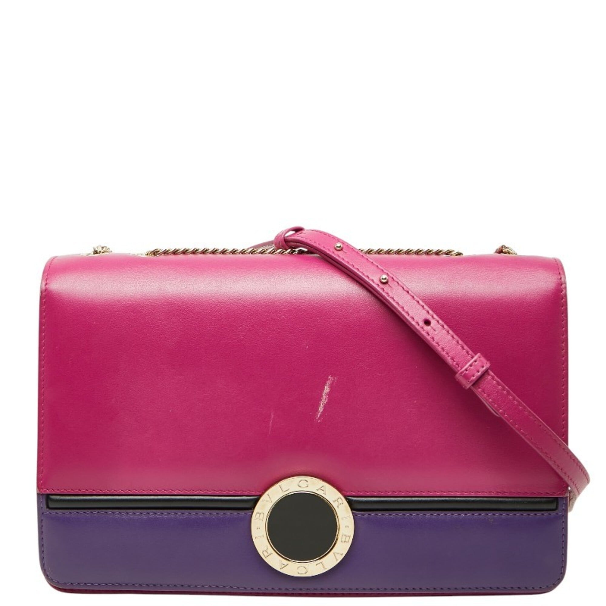 Bvlgari Pink Purple Leather Handbag Shoulder Bag (Pre-Owned)
