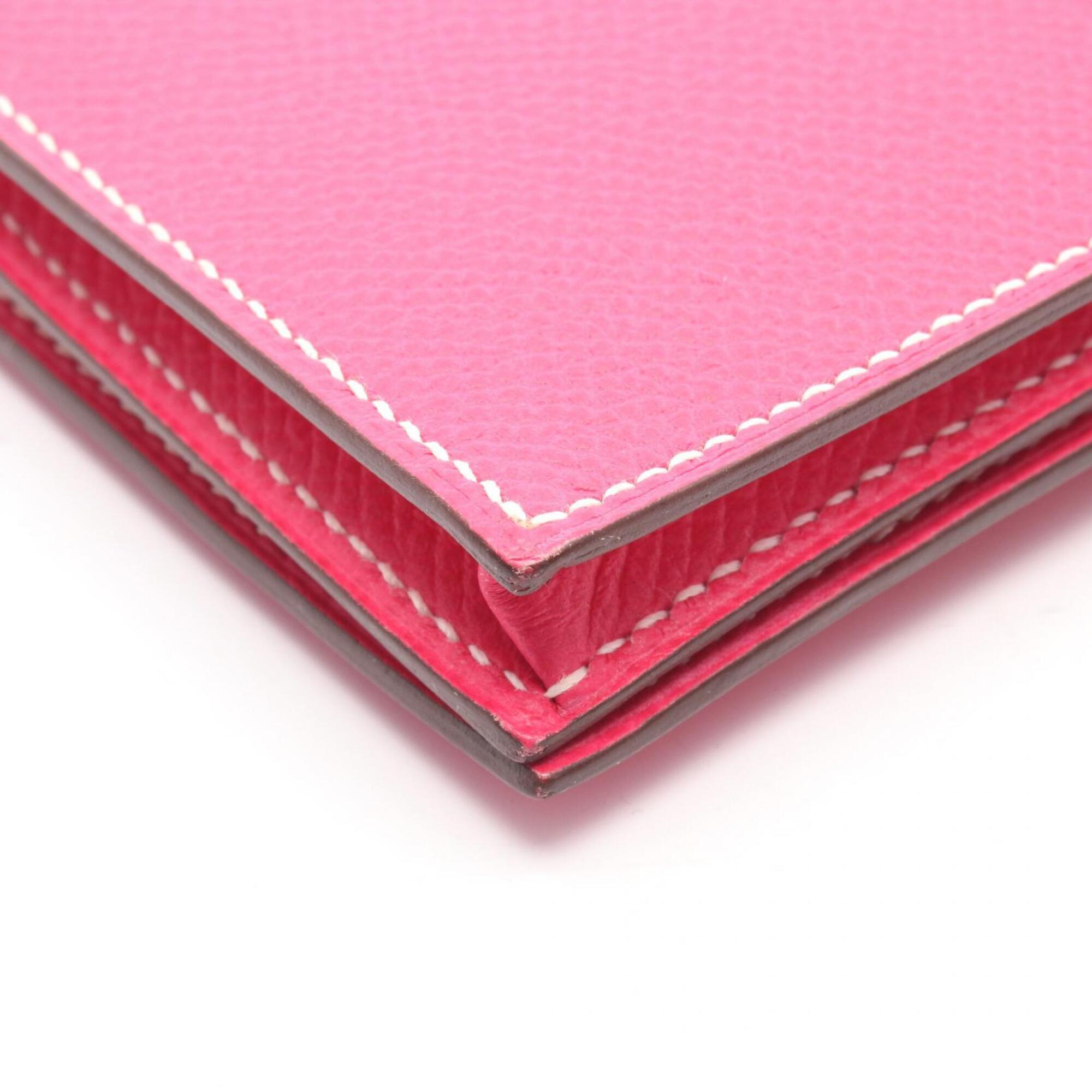 Hermes Pink Rose Tyrien Epsom Leather Long Wallet (Bi-Fold) (Pre-Owned)
