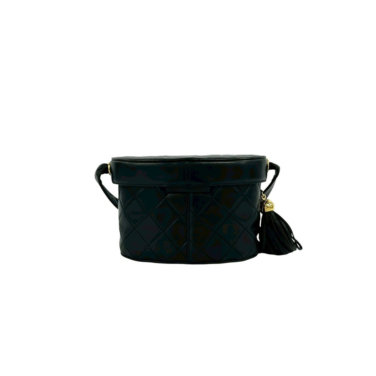 Chanel Black Leather Shoulder Bag Vanity Bag (Pre-Owned)
