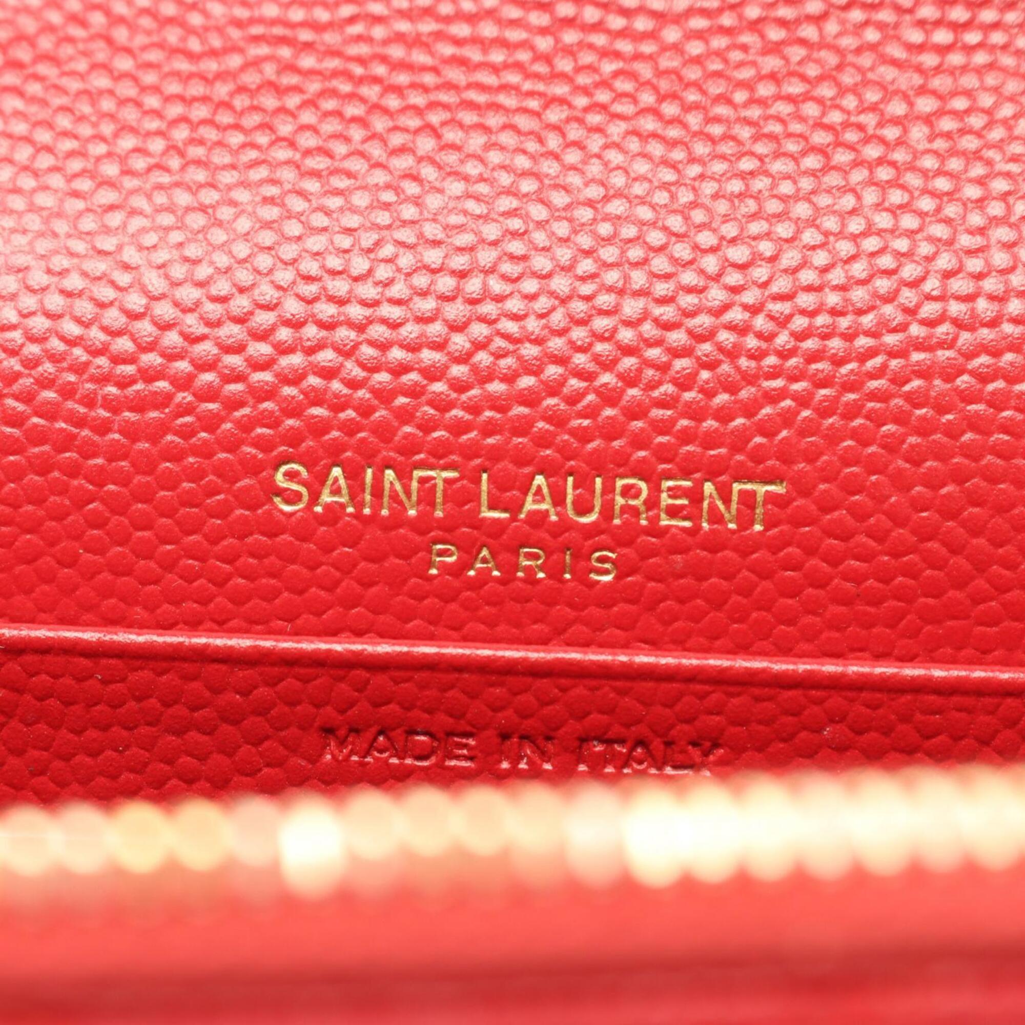 Yves Saint Laurent Red Color Leather Handbag Shoulder Bag (Pre-Owned)