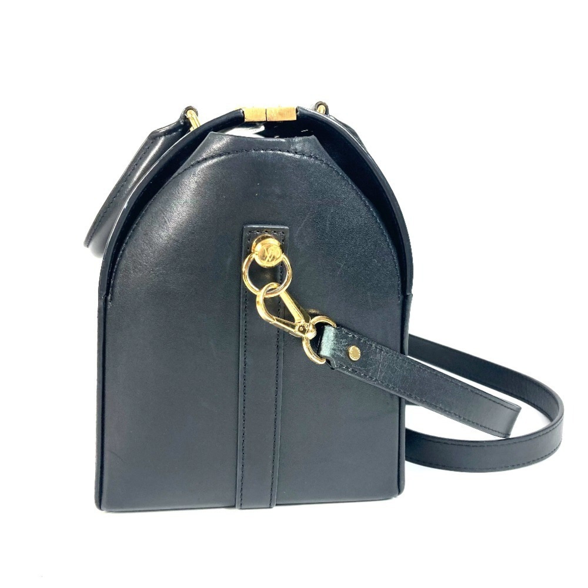 Louis Vuitton Black Leather Handbag Shoulder Bag (Pre-Owned)