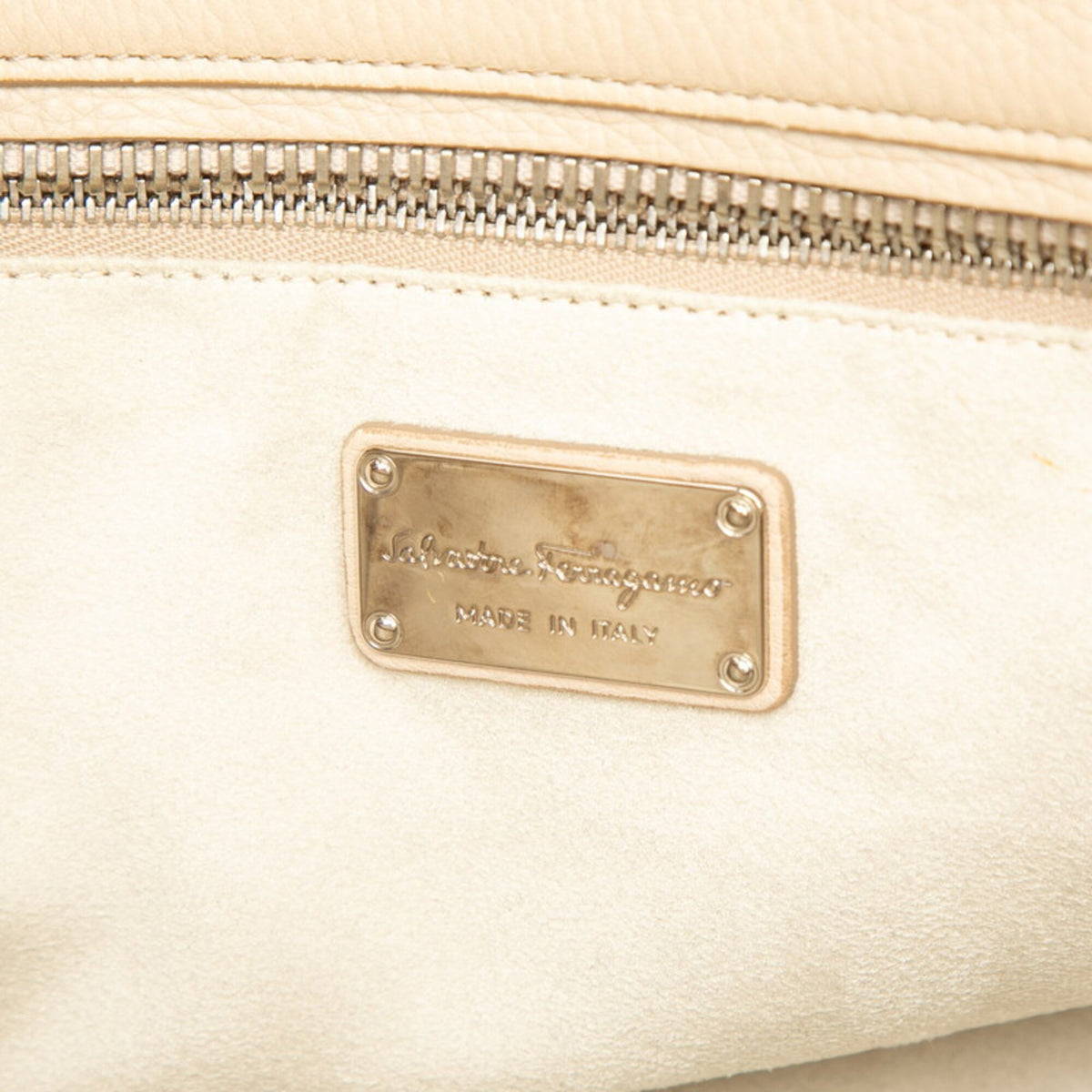 Salvatore Ferragamo Beige Leather Shoulder Bag Tote Bag (Pre-Owned)