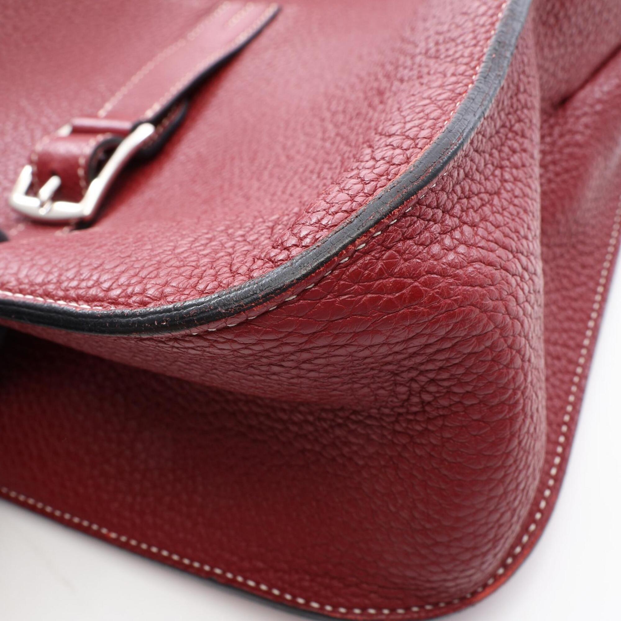 Hermes Bordeaux Rouge H Taurillon Clemence Leather Handbag (Pre-Owned)