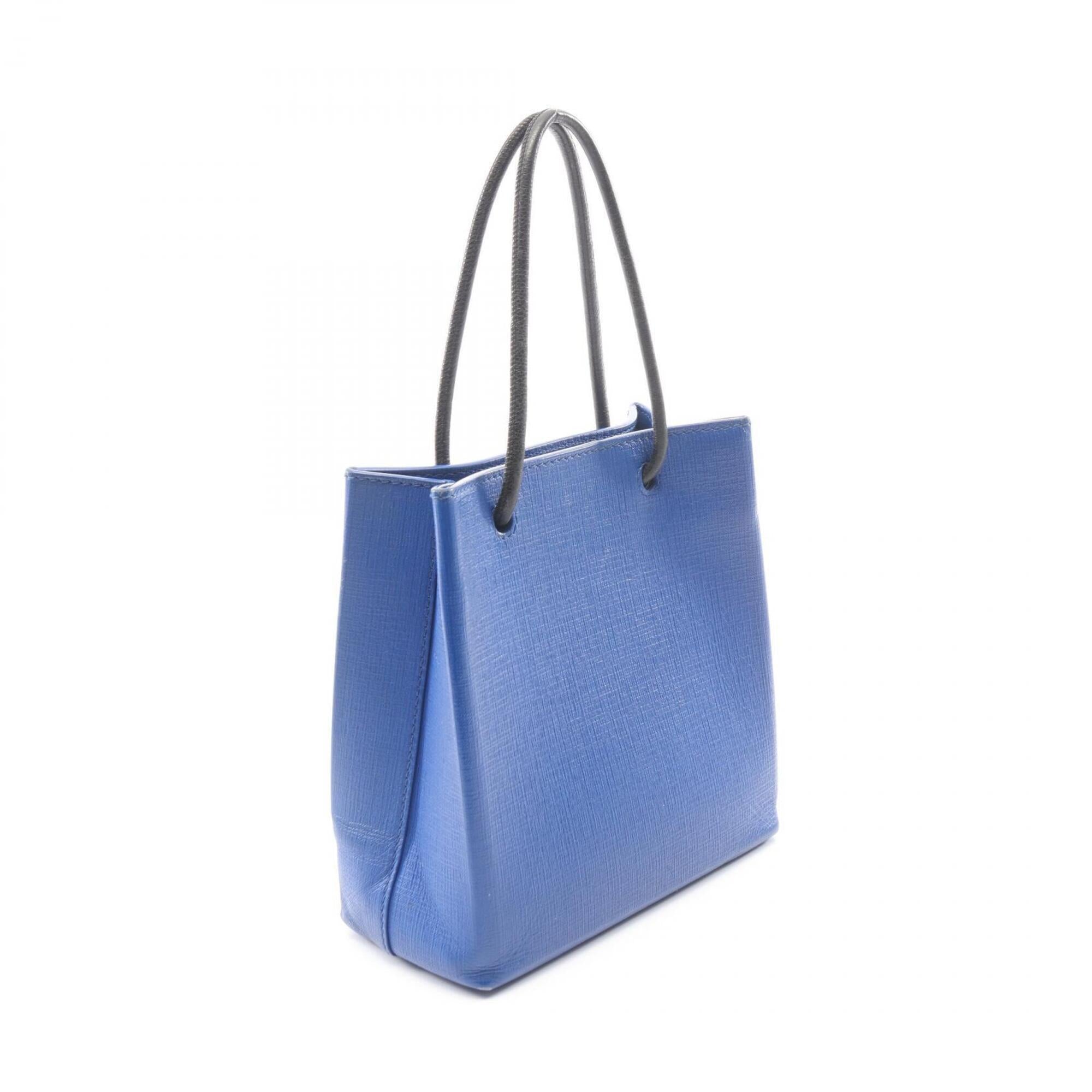 Balenciaga Black Blue Leather Handbag Tote Bag (Pre-Owned)