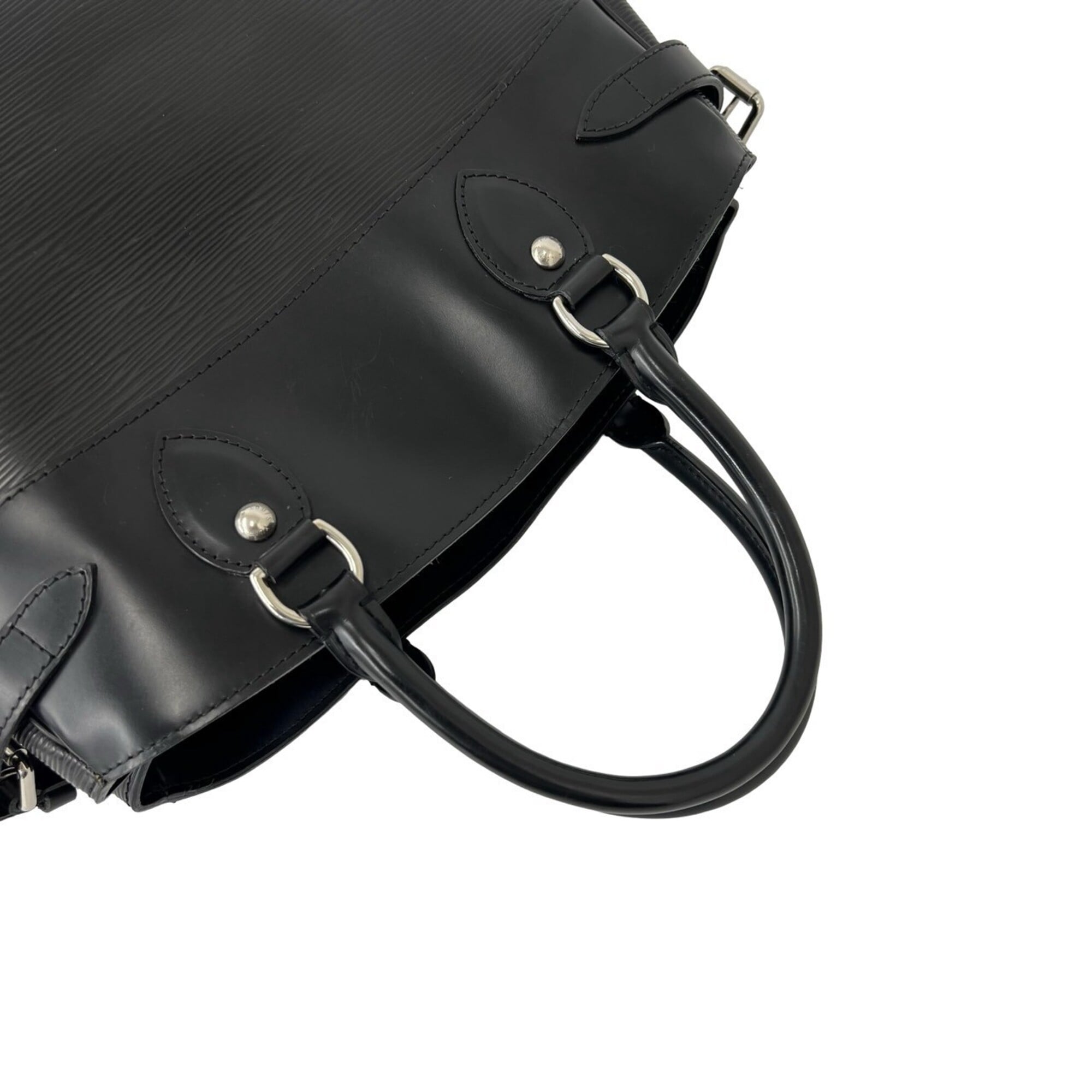 Louis Vuitton Black Leather Handbag Tote Bag (Pre-Owned)