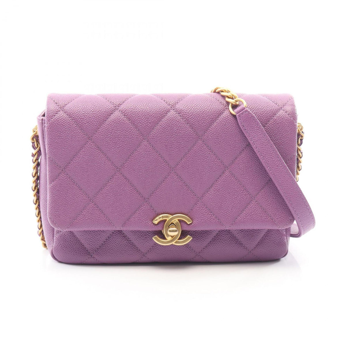 Chanel Purple Grained Calfskin Handbag Shoulder Bag (Pre-Owned)