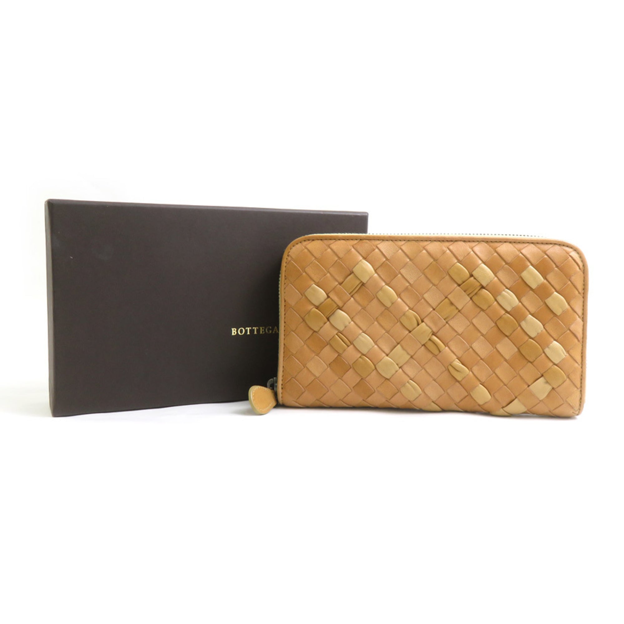 Bottega Veneta Light Brown Intrecciato Long Wallet (Bi-Fold) (Pre-Owned)