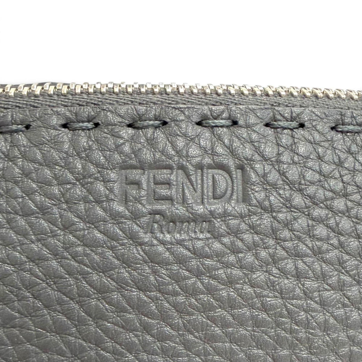 Fendi Dark Gray Leather Pouch (Pre-Owned)