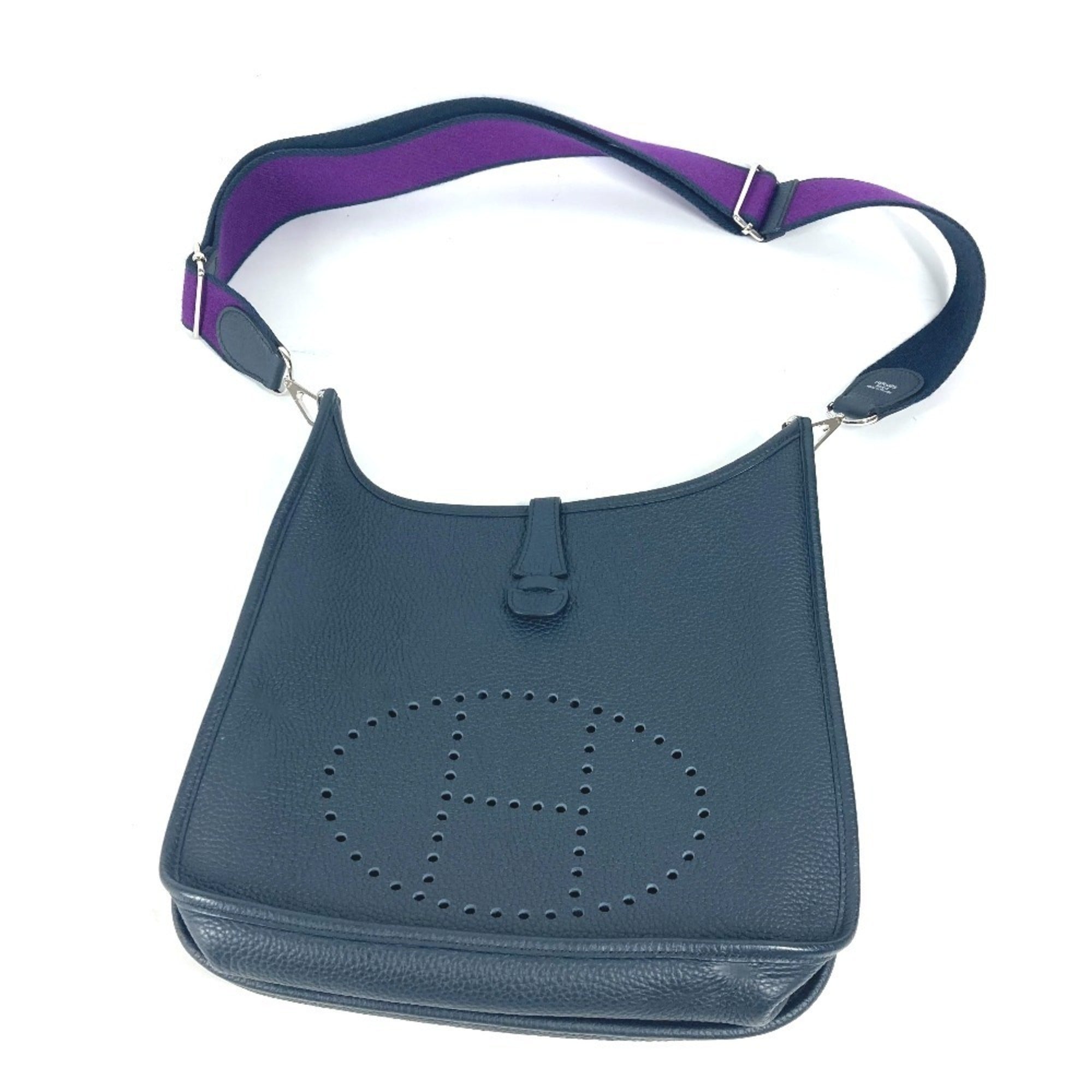 Hermes Navy Taurillon Clemence Leather Shoulder Bag (Pre-Owned)
