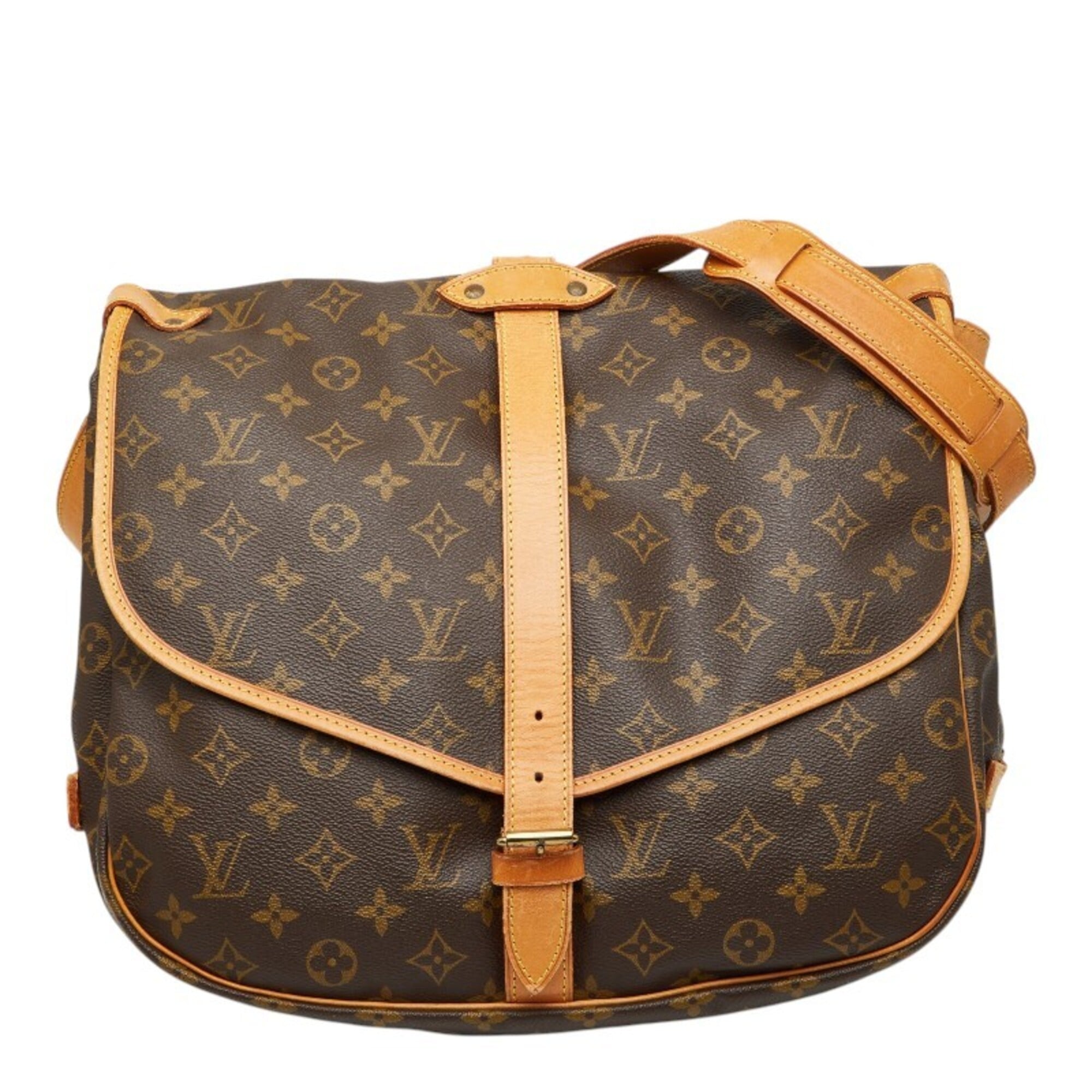Louis Vuitton Brown Pvc Leather Messenger Bag Shoulder Bag (Pre-Owned)