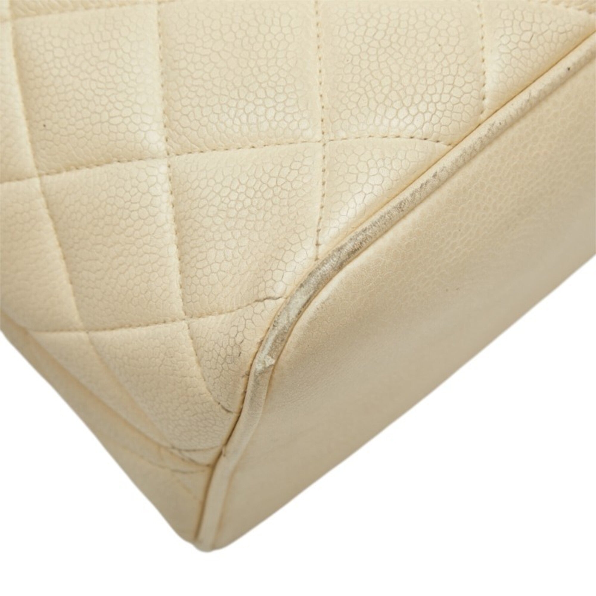 Chanel Ivory White Grained Calfskin Handbag Tote Bag (Pre-Owned)